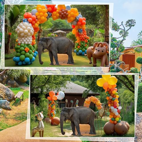 Image of Geelin 4.6 ft Elephant Cardboard Cutout Stand up Life Size Animal Stand up Safari Jungle Photo Booths Prop Cut Out for Zoo Safari Jungle Themed Birthday Party Decoration Supplies