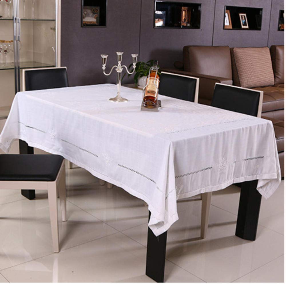 rrff Tablecloths Cotton Linen Tablecloth Hollow Hand Embroidery White Cover Washable Hollowed Tablecloth For Tea Table 110 X 110Cm