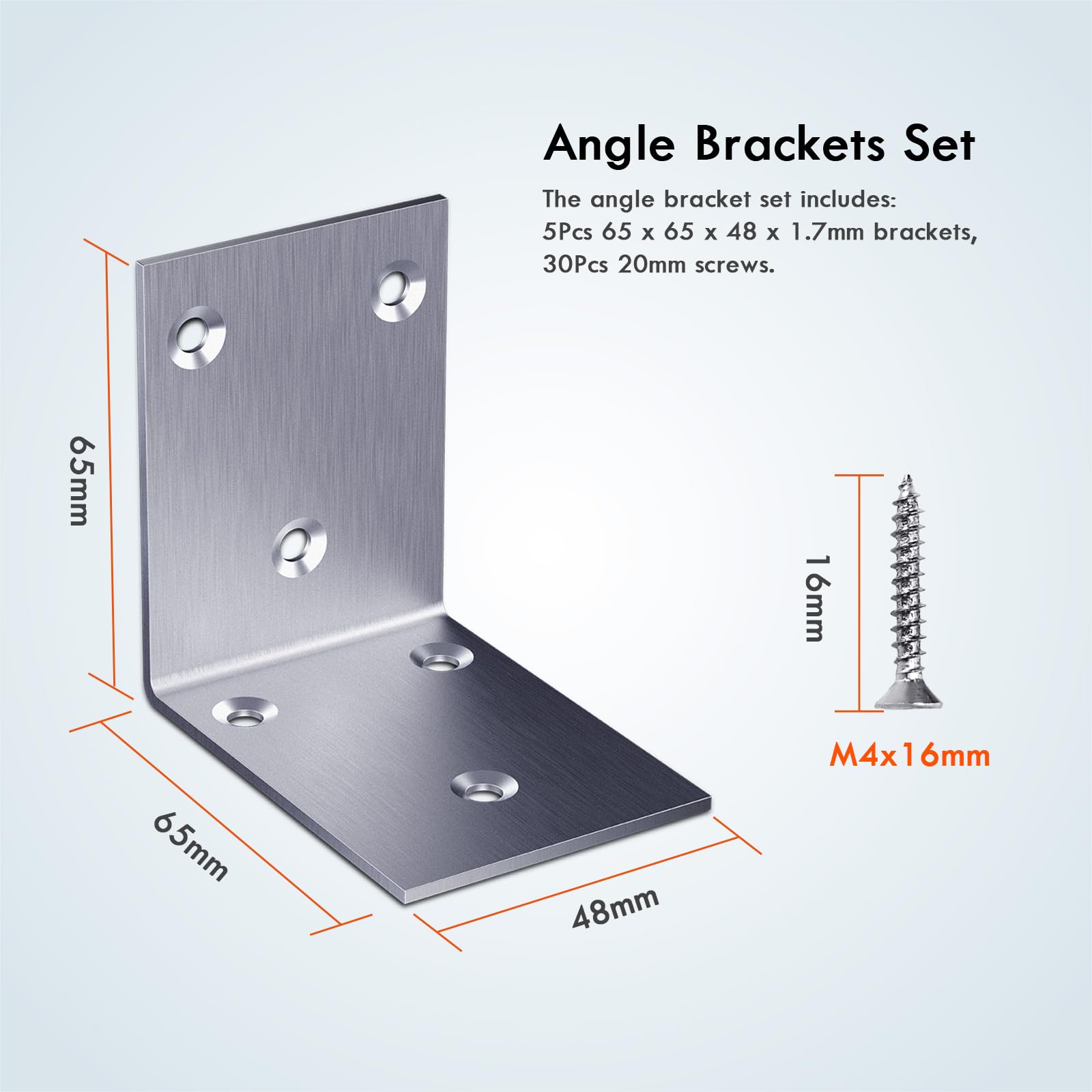 10 Staffe Angolari L 80x80 Mm Acciaio Inox - Con Viti Per Rinforzo Mobili - Foto 12
