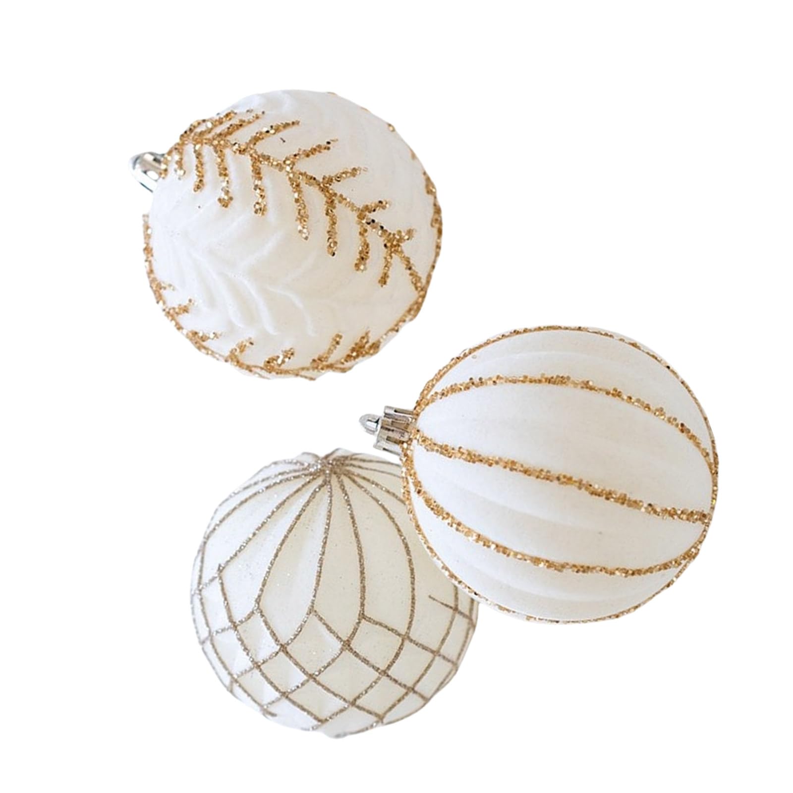 carotoe 3Pcs Elegant Christmas Tree Baubles with Glitters and Pearls Festival Hanging Ornament Daily Use Home Accessory Shatterproof Christmas Ornament