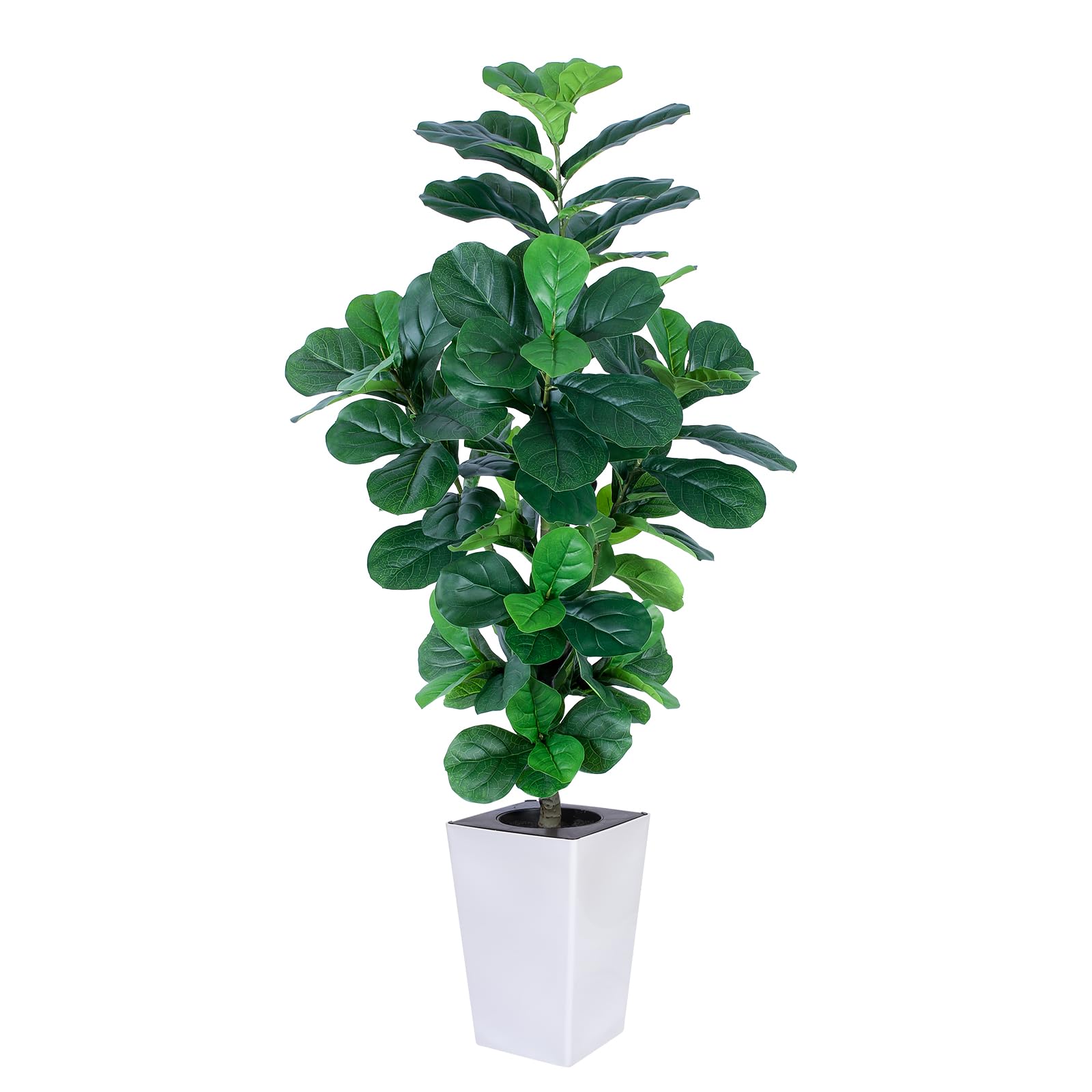 Fiddle Leaf Fig Tree, 5ft Tall Fake Silk Tree in White Planter, Faux Floor Plants with 108 Fiddle Leaves, Artificial Plants for Home Office Decor Indoor
