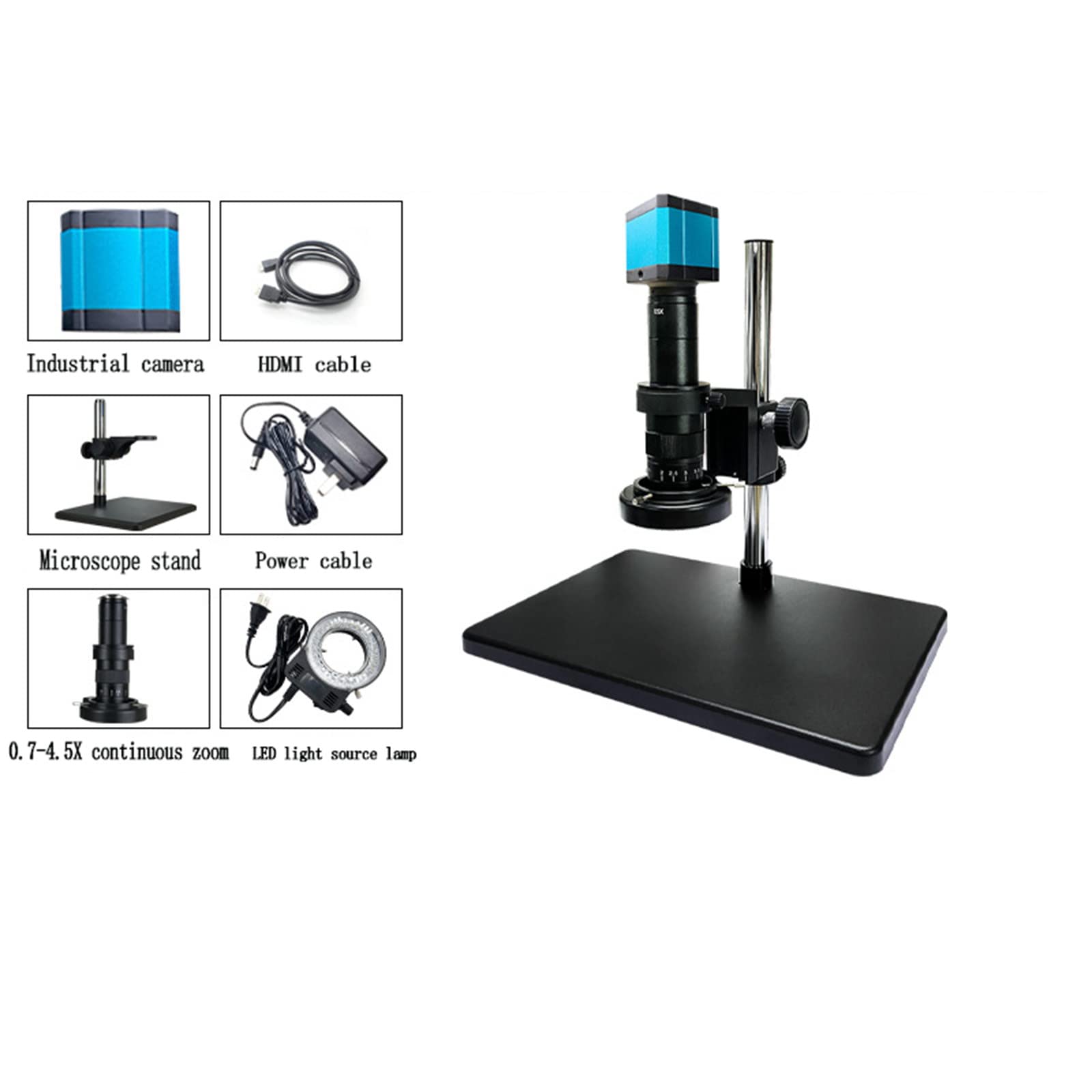 QBREZA Ultra HD 48 Millones Video Microscopio Reparación móvil Hdmi + USB Microscopio de medición Industrial de Salida Dual