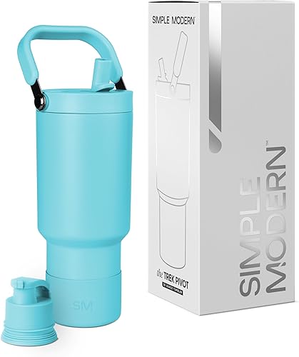 Miniatura 55 de Simple Modern Trek Pivot | Vaso con tapa abatible y popote de 30oz con asa | Botella de agua y bota | Popotes y tapas de chupito intercambiables |
