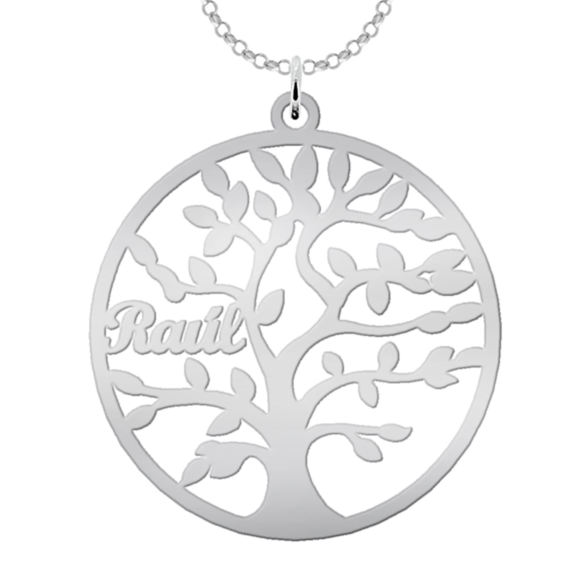 Mi Joya Personalizada Mi joya personalizada Collar Árbol de la Vida para Mujer Plata de Ley - Colgante Regalo Original para Madres y Abuelas donde incluir Nombres de su Familia, hasta 9 Nombres (1 Nombre)