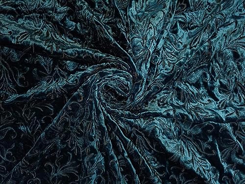 Tissu velours brodé sarcelle résistant pour remplacer un tissu d'ameublement usé
