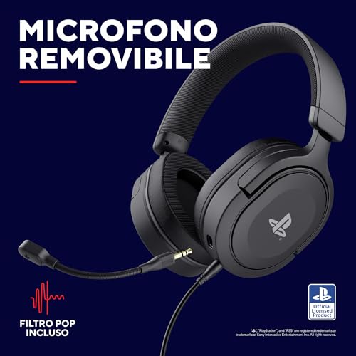 GXTrust 498 Forta Cuffie Ecosostenibile PS5 e PS4 con Licenza Ufficiale PlayStation 5, Driver 50 mm, Cavo da 1,2 m, Microfono Staccabile, Jack Audio 3.5 mm, Cuffie Gaming Cablate - Nero - Cuffia gaming - Immagine 5