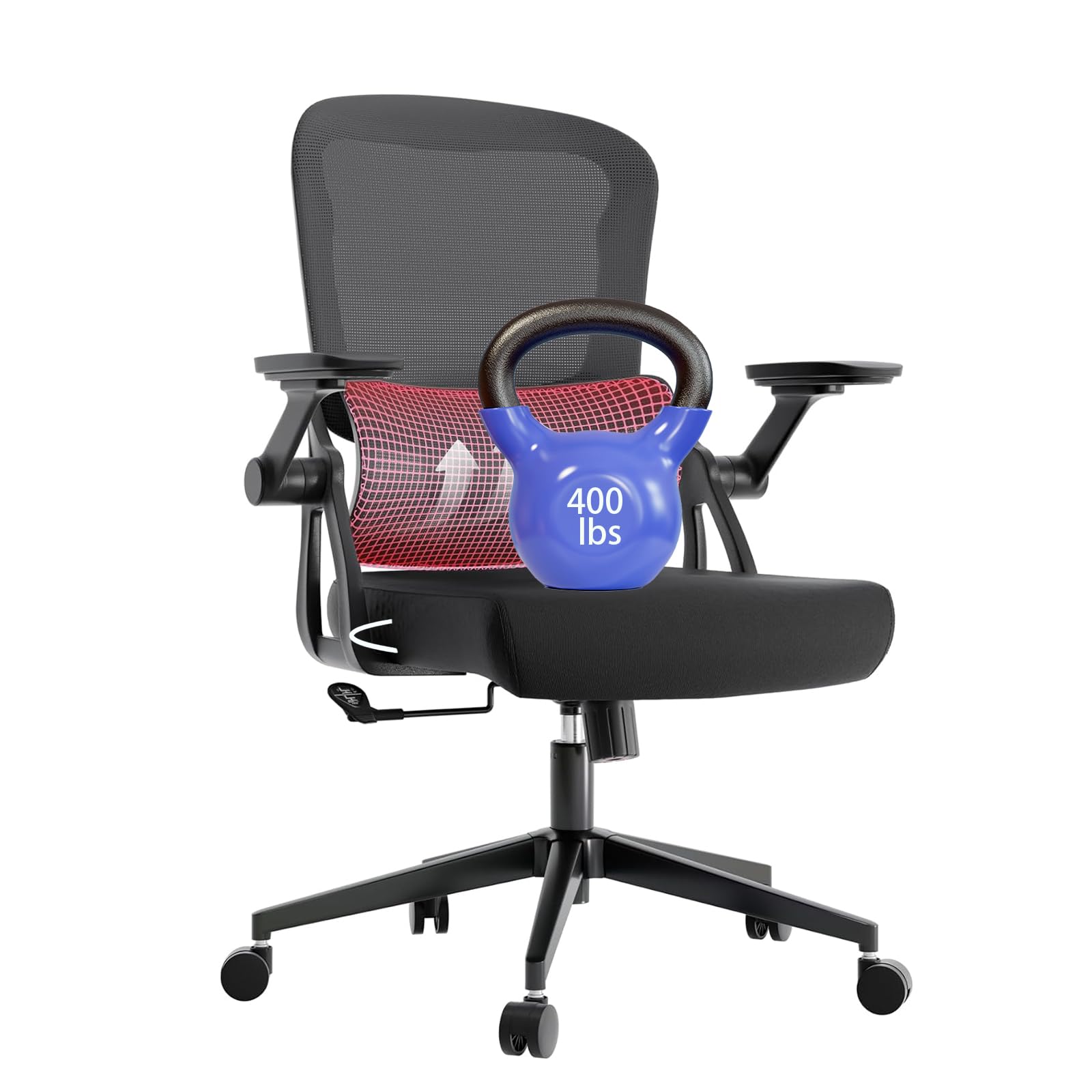 Silla de oficina ergonómica grande y alta, sillas de escritorio cómodas de 400 libras con respaldo lumbar, sillas de computadora d