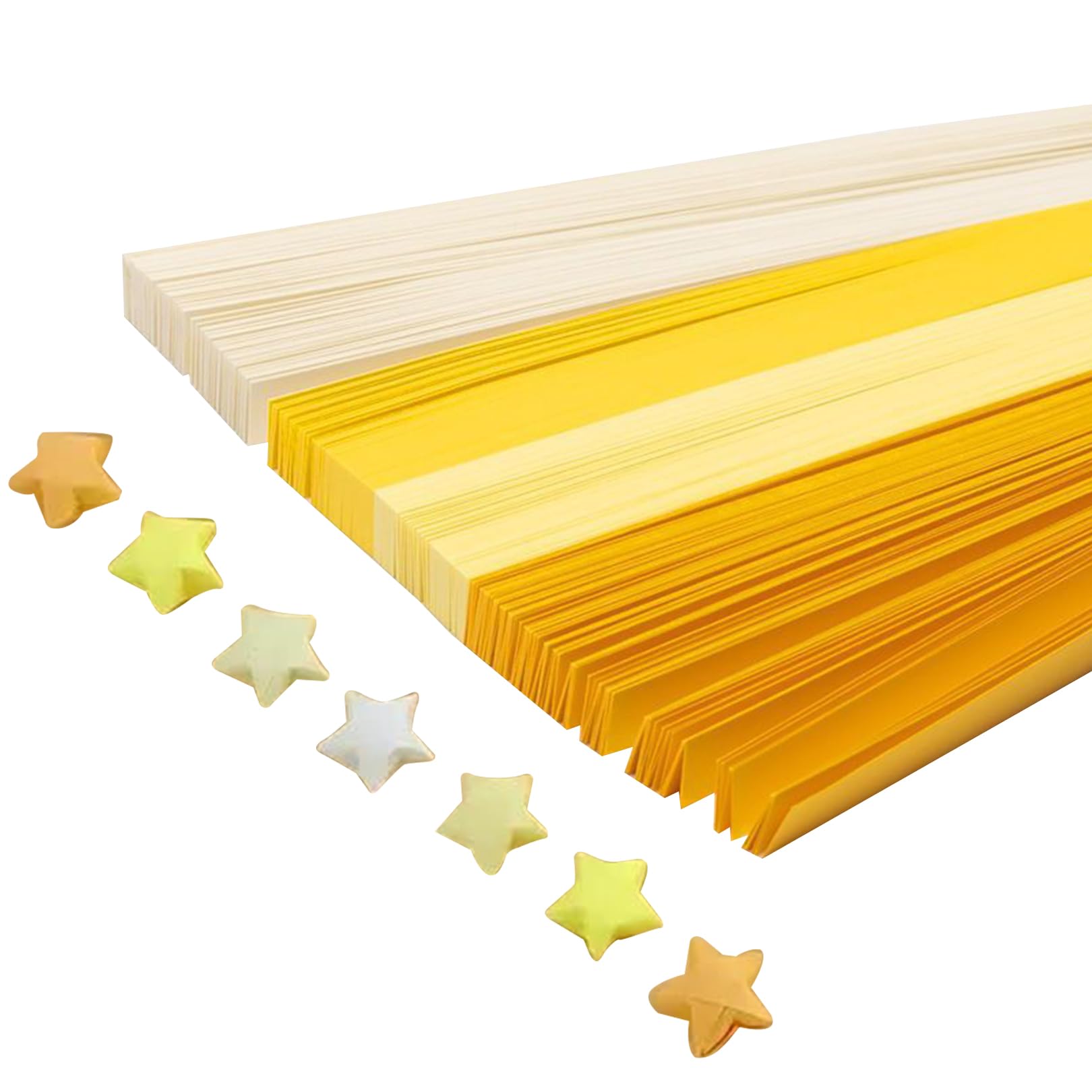 Jasminum Pack of 520 Origami, Yellow Star Origami, Lucky Star Double-Sided Origami, Yellow Gradient Star Paper Strips, Star Origami Leaves, Suitable for Handmade DIY and Holiday Decoration