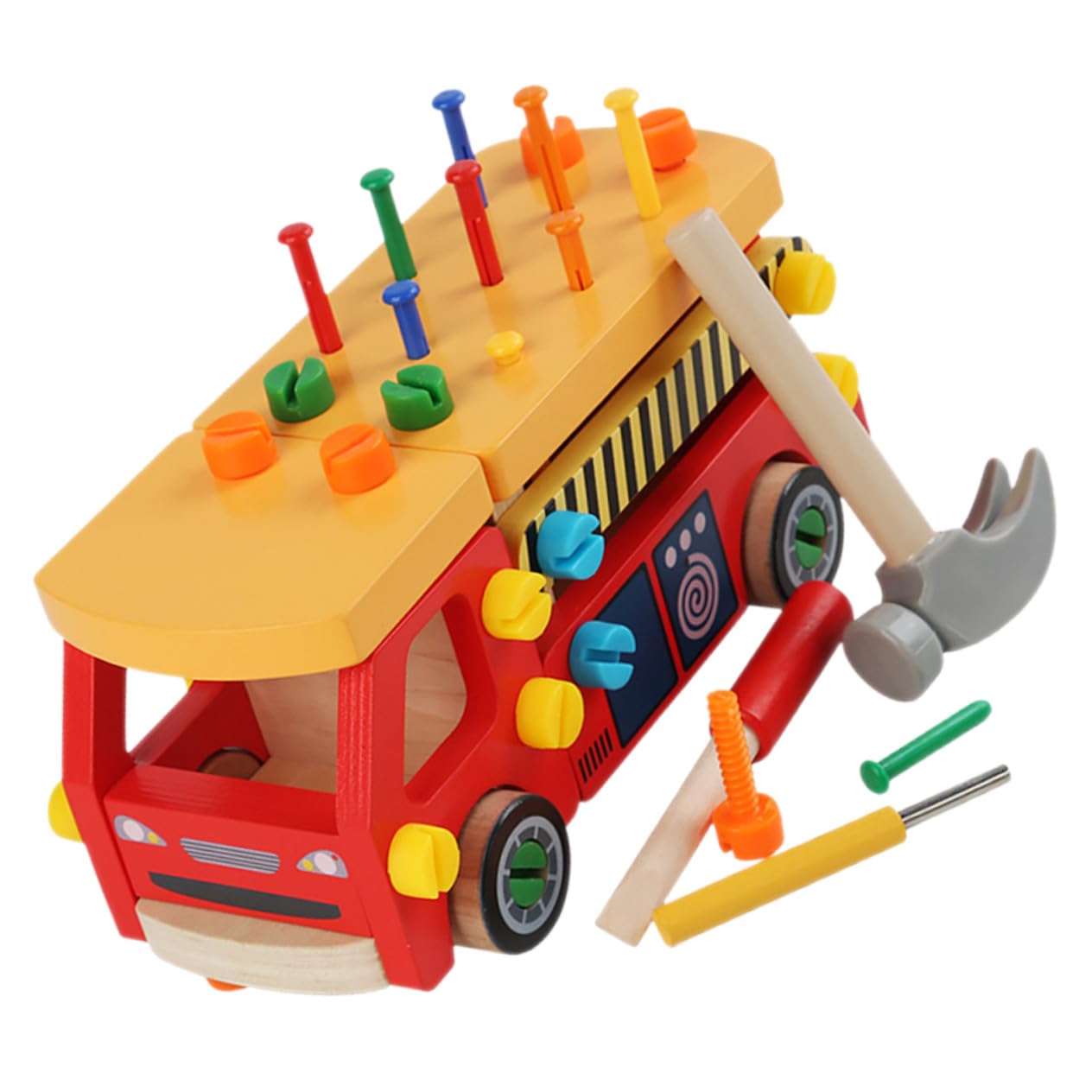 Didiseaon Set di Strumenti in Legno per Bambini Kit di Strumenti Realistici per Coordinazione Mano-occhio Giocattoli Educativi per Bambino Ragazzo