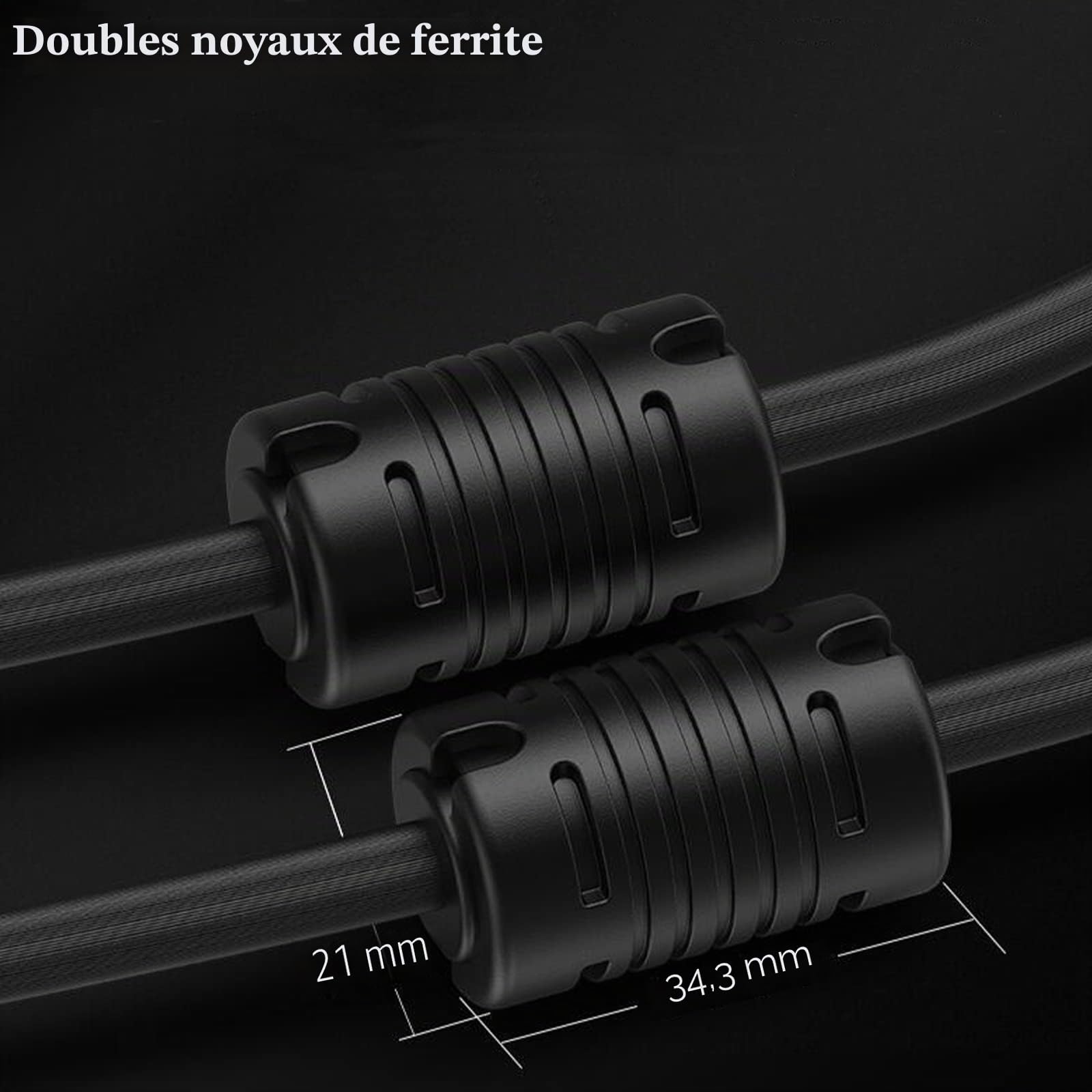 Câble VGA pour moniteur, VGA vers VGA mâle, câble adaptateur VGA mâle vers VGA mâle, câble d'affichage VGA plaqué or compatible avec projecteurs, téléviseurs HD, écrans d'ordinateur portable (20 m)