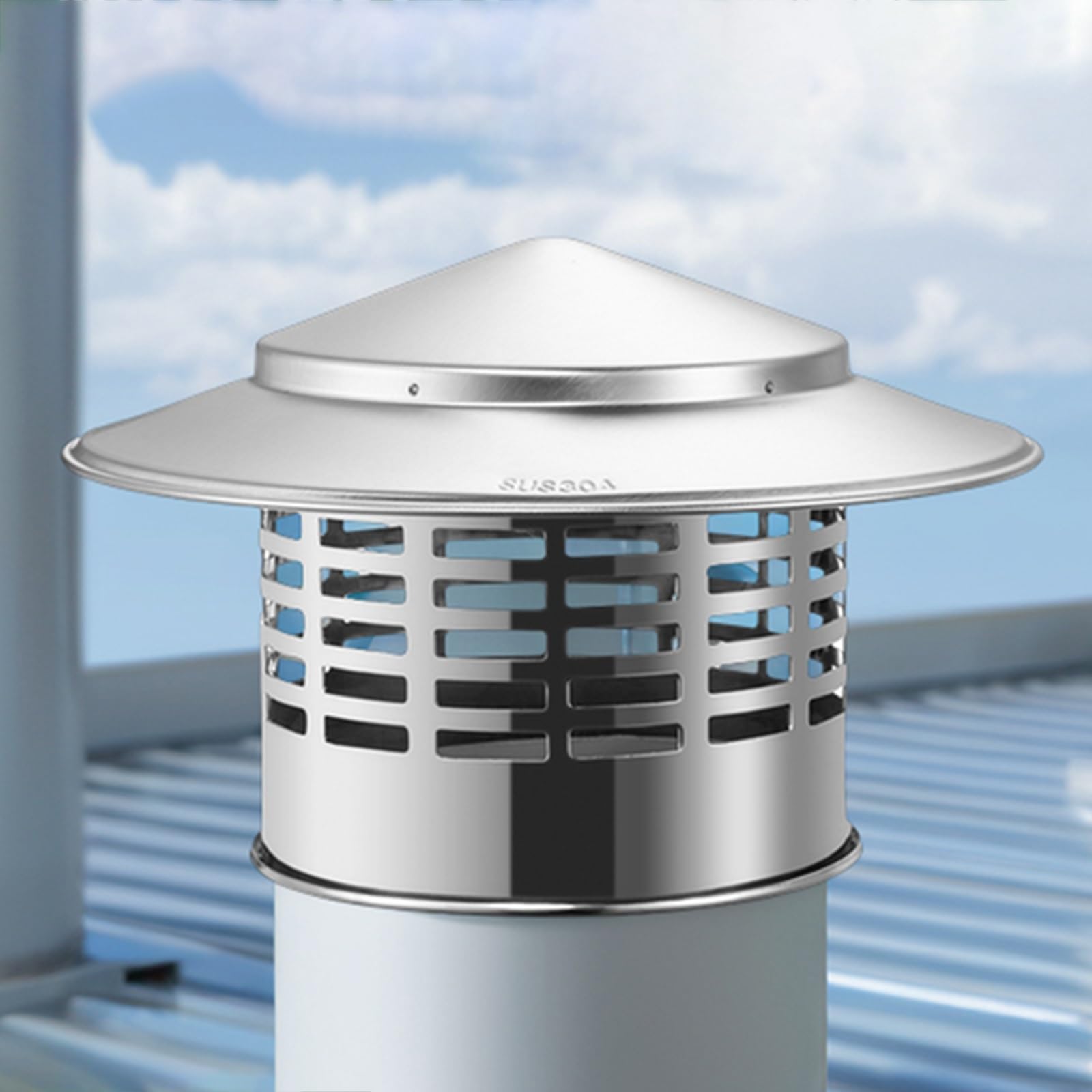 Chapeau de cheminée acier inoxydable 304 durable et résistant aux intempéries pour toit