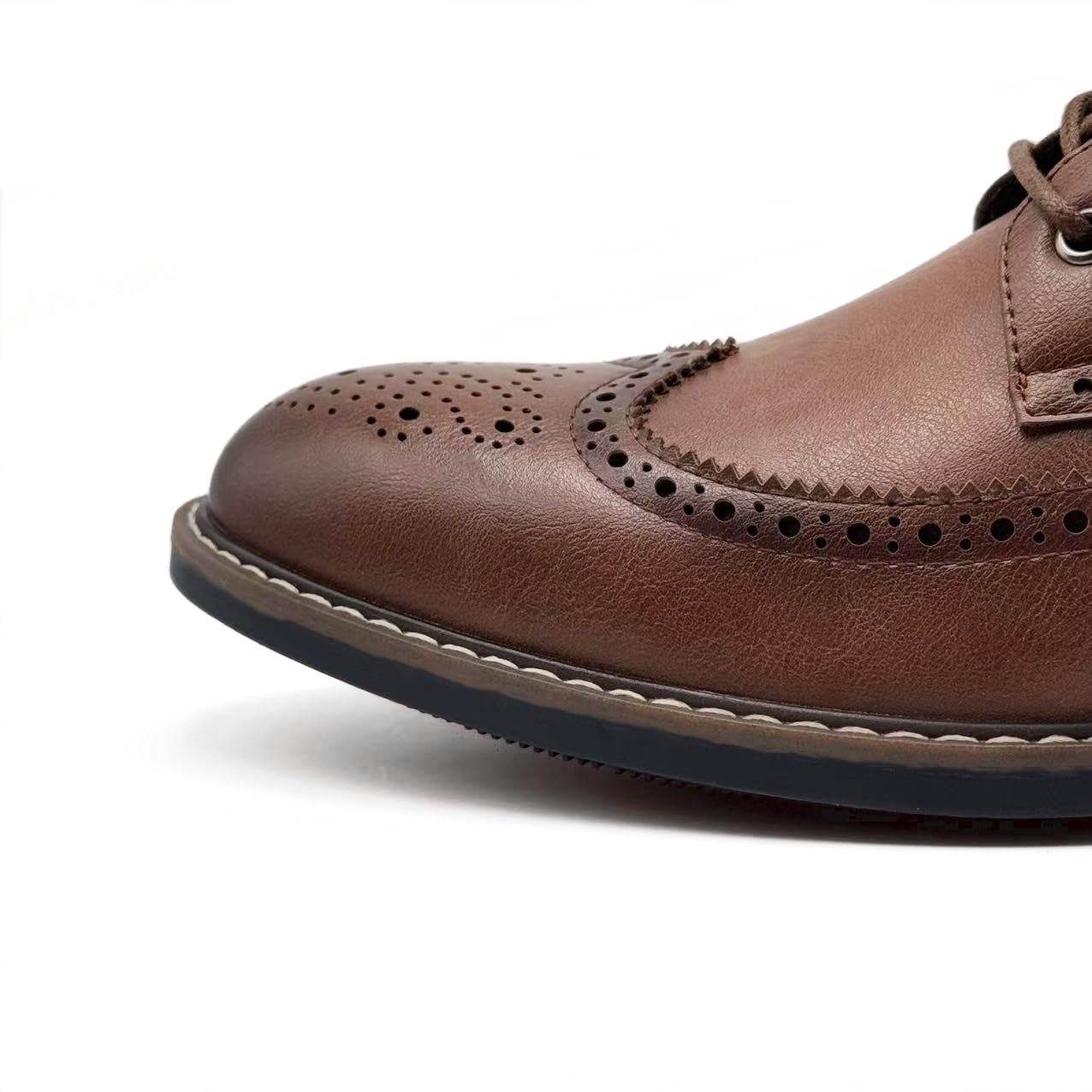 Finishing & Sewing Bottes à bout ailé pour homme, style brogue classique, chaussures habillées à lacets Oxford