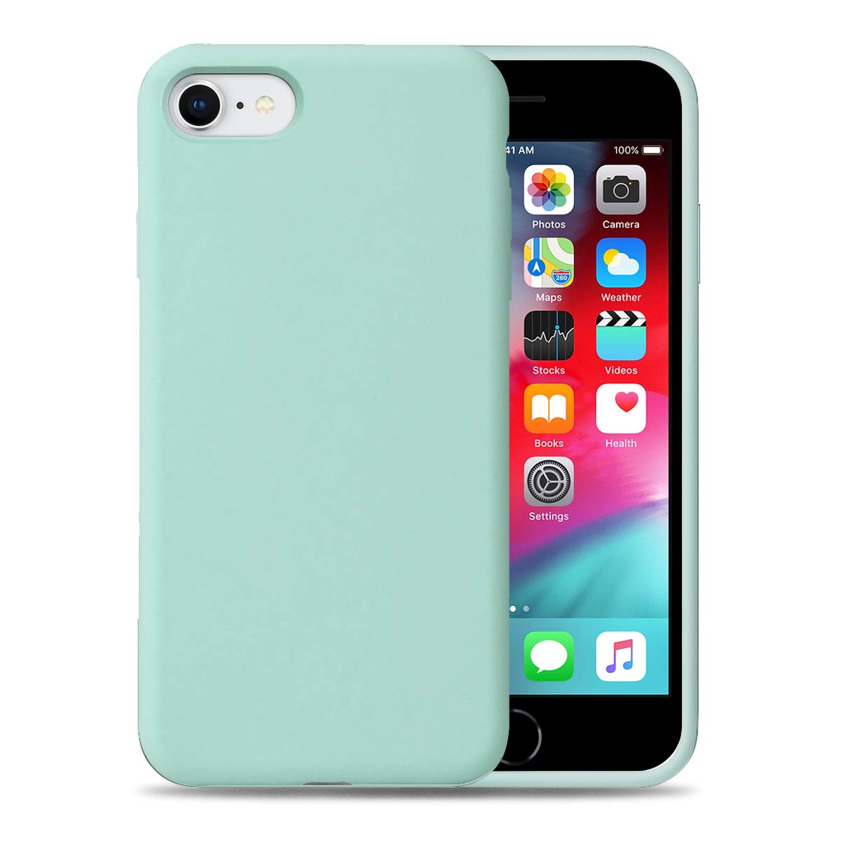 Liquid Silicone Phone Case for Apple iPhone SE2 7/8 Full Body Protection/Shockproof/Gel Rubber/Cover Case Drop Protection Pale Green