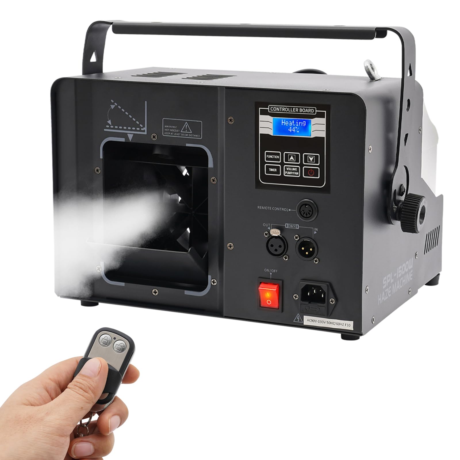 INPAITOO Haze Machine 1500W Fog Machine with Remote Control and DMX, Mist Machine for Stage Performances, Bars, Parties, 2L Stage Effect Hazer Machine with LCD Display | US Stock