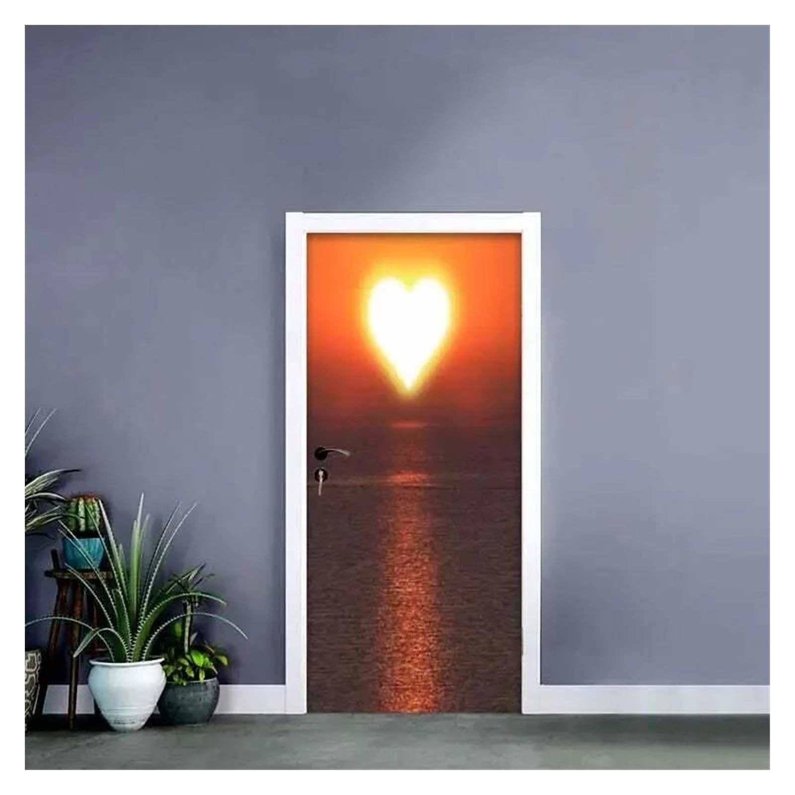 Sticker de porte paysage naturel 90x200cm pour décoration murale intérieure en trompe l'œil