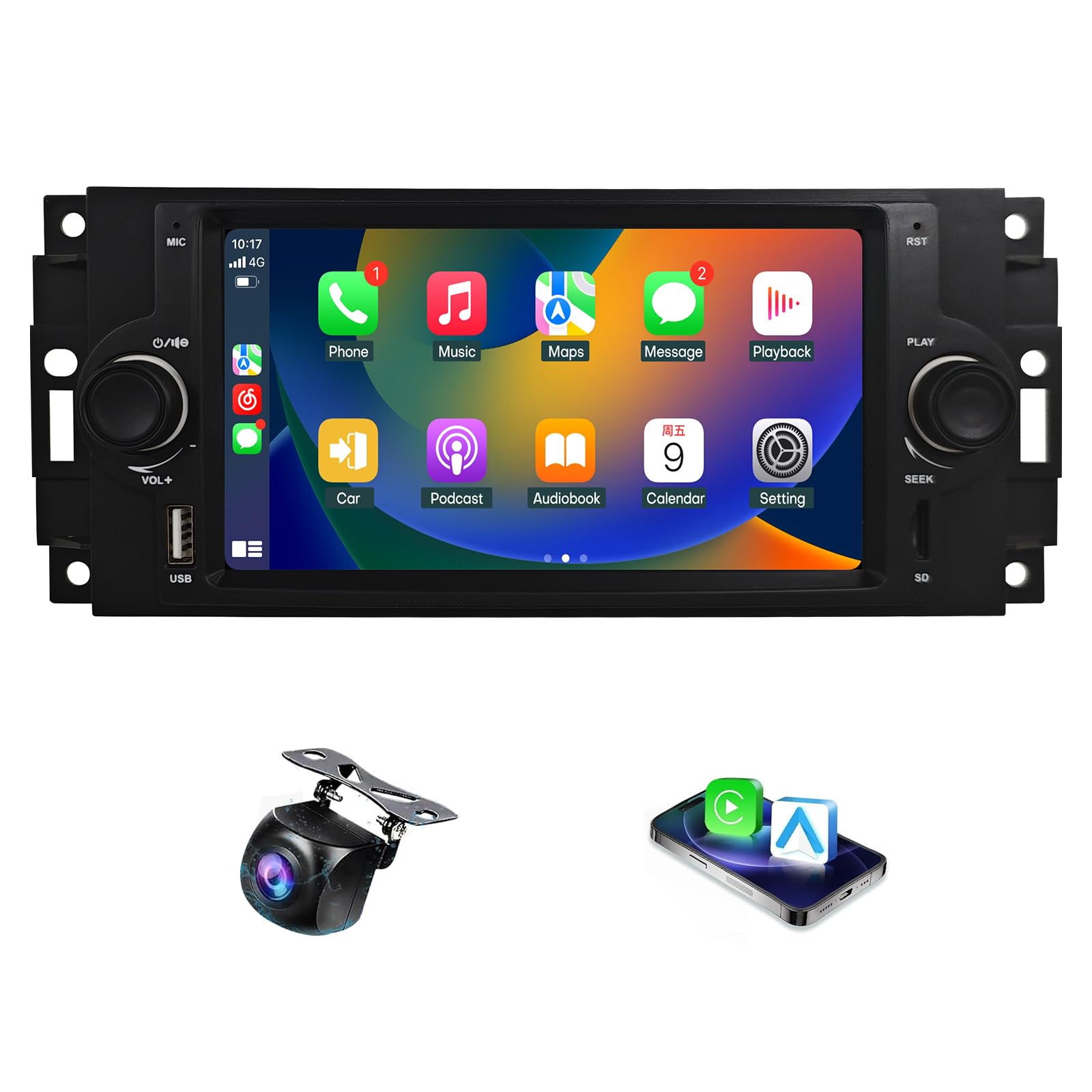 Car Radio for Dodge Ram 1500/2500 2006-2008 Chrysler 300C 2004-2008 Jeep Grand Cherokee 2005-2007 Upgrade Stereo Replacement with CarPlay Touch Screen Android Auto Bluetooth GPS WiFi Backup Camera ?