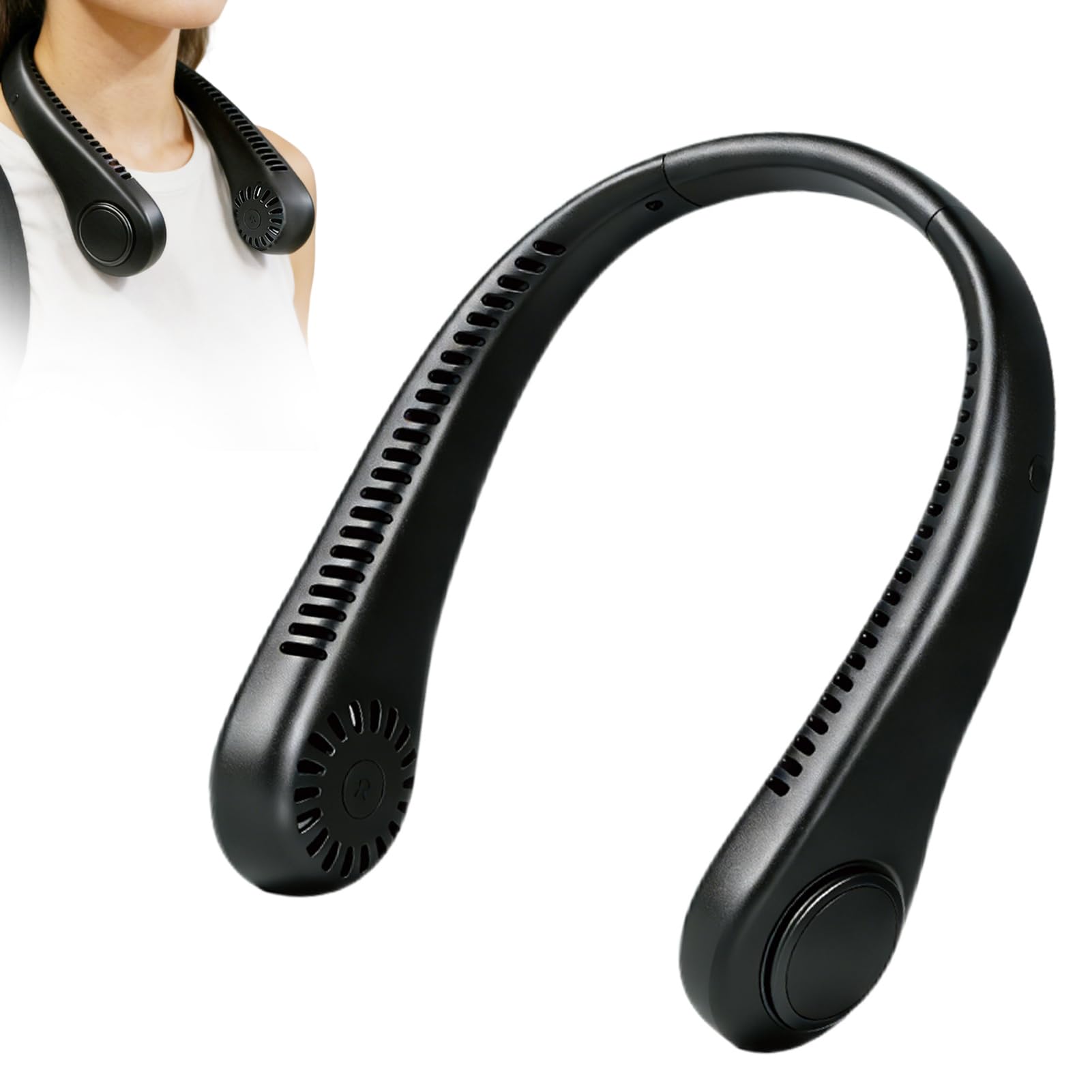 Ventilador de cuello recargable sin aspas y portátil con 3 velocidades para verano