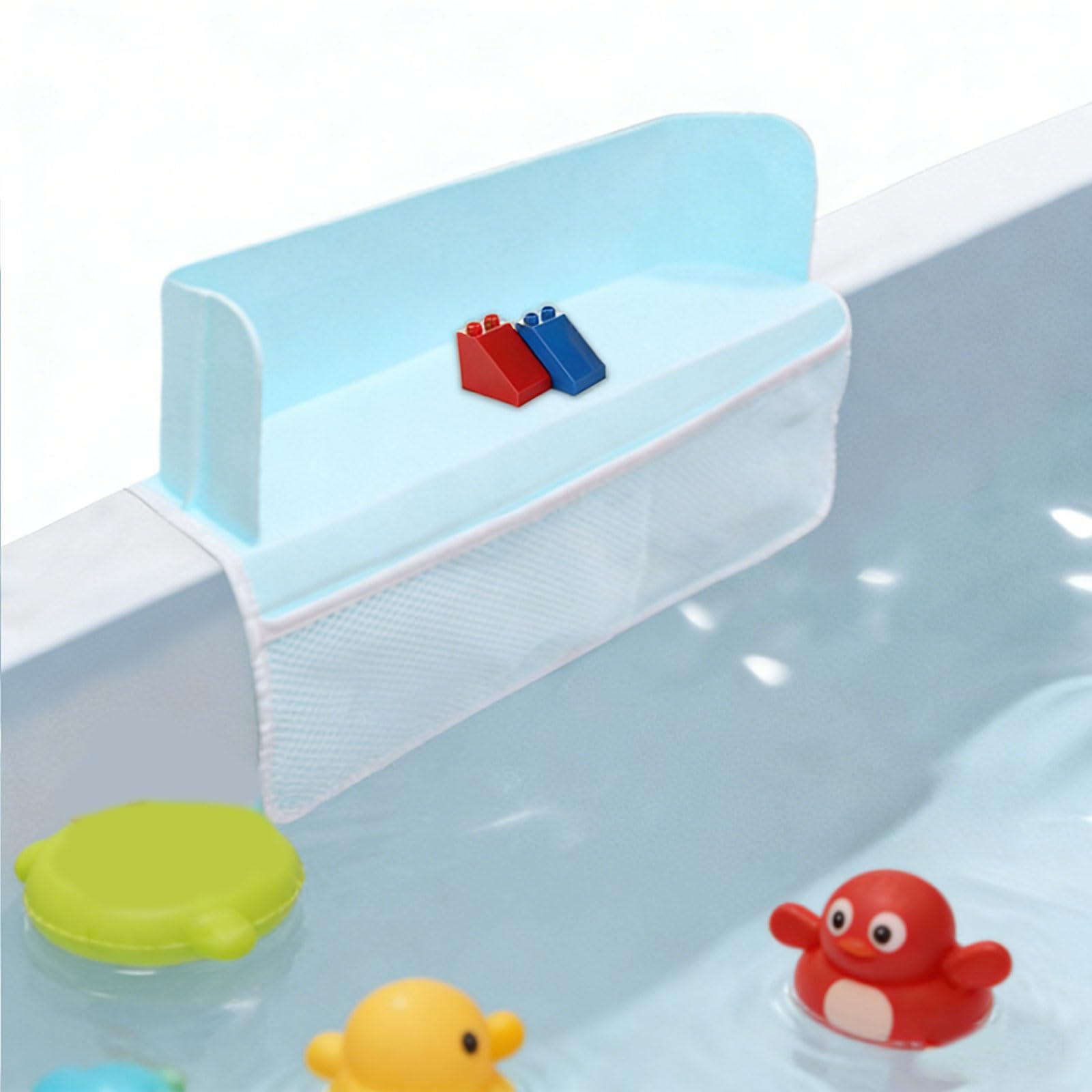 Organizzatore Giocattoli paraspruzzi per Vasca da Bagno in Silicone con Scomparti Multipli per Forniture da Bagno per Bambini Accessorio da Bagno Multifunzionale