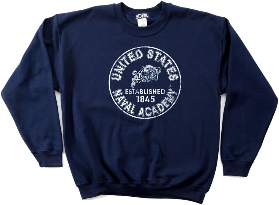 NCAA Navy 50/50 Blended 8-Ounce Vintage Circle Crewneck Sweatshirt