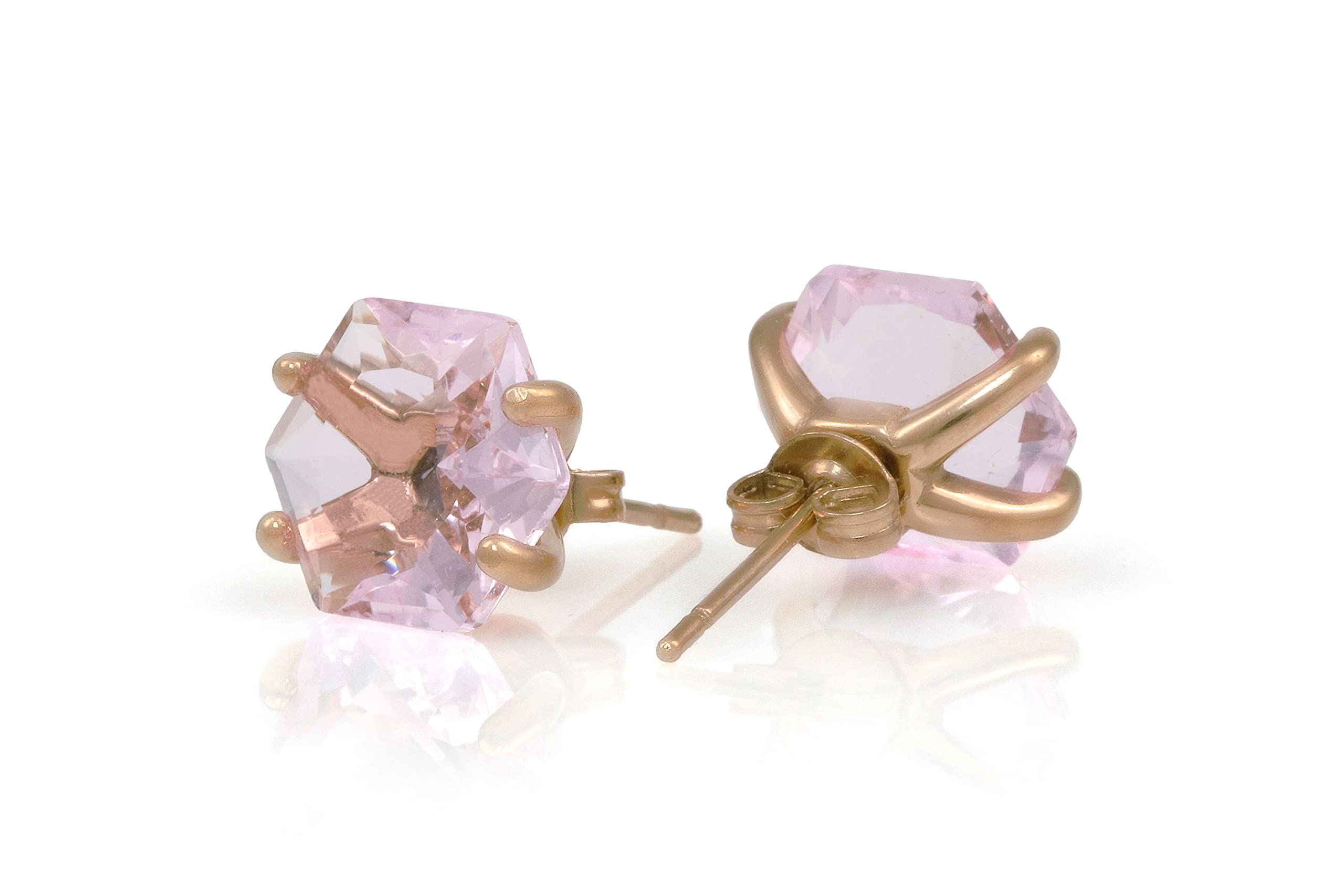 Anemone Gioielli Borchie Quarzo Rosa Lustro - Orecchini di Cristallo Lussuoso per Donne - Gioielli Moda Fatti a Mano, Gioielli Sposa, Orecchini per Tutti i Giorni - con Kit Regalo