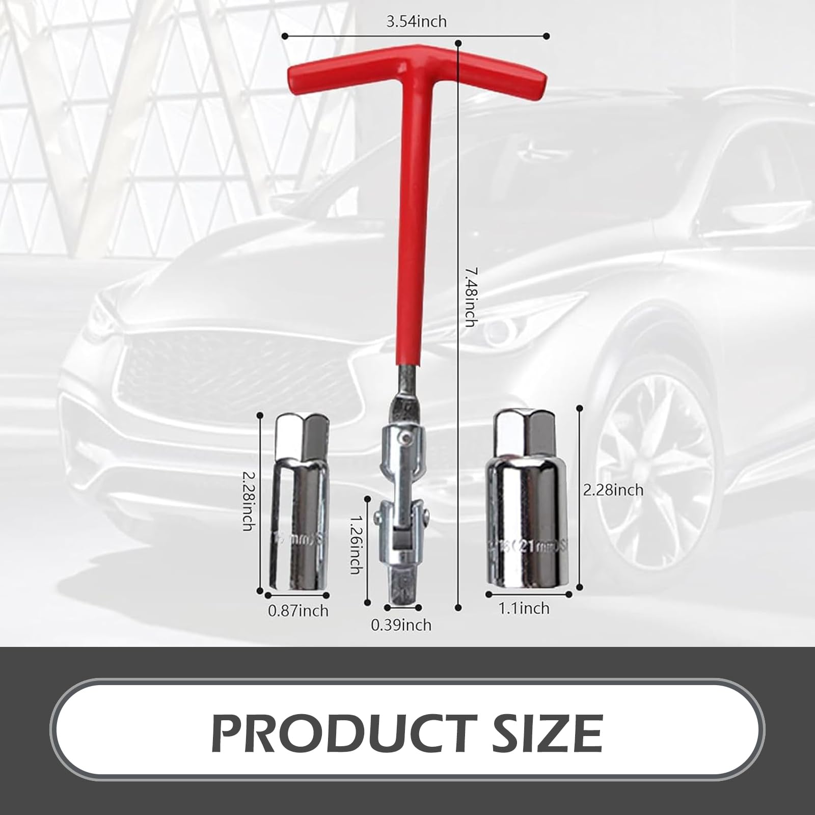 Downhill 3 PCS T-shaped Spark Plug Socket Wrench, Universal Joint Spark Plug Socket Set, 360-degree Rotating Spark Plug Removal Tool, Universal for Cars and Motorcycles (Multicolored)