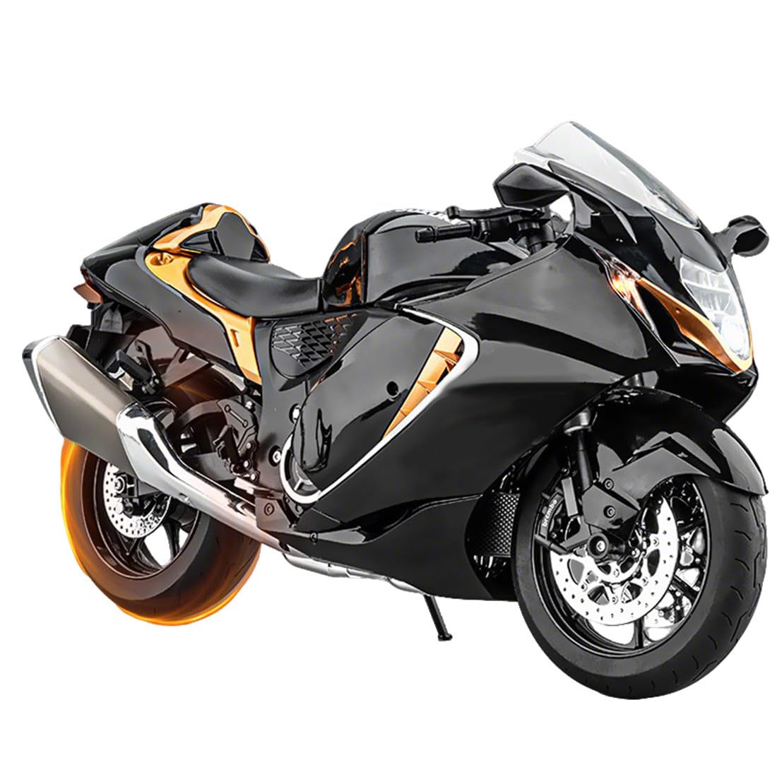 RCXTechPro 1/6 Scale RC Motorcycle Display Model with LED Lights Engine Sound Ignition Function Dynamic Spray Exhaust Alloy Racing Vehicle for Collectors Motorcycle Hobbyists -Black