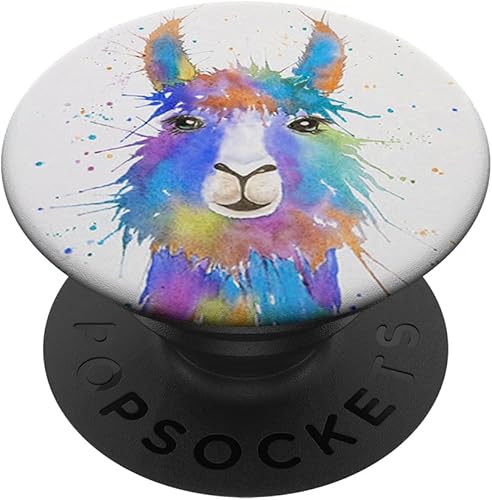 Cool Llama Design Paint Splatter on White For Llama Lovers - PopSockets Grip and Stand for Phones and Tablets