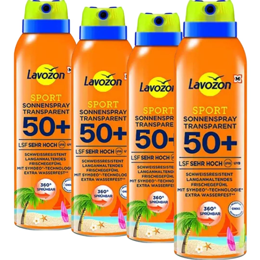 Sonnencreme LAVOZON Sport Sonnenspray LSF 50+, 200ml, extra wasserfest, 4 Er