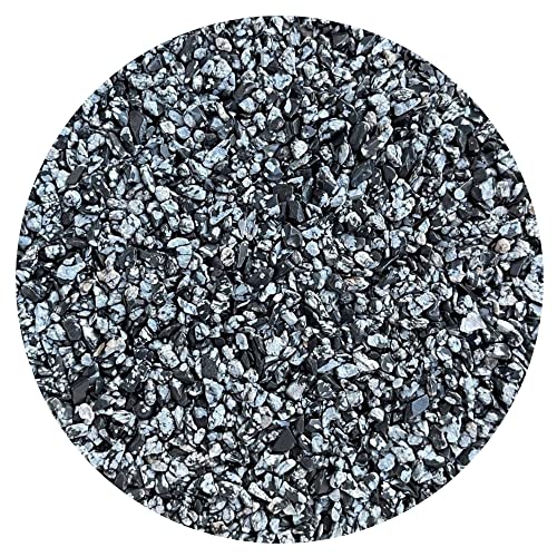 Image of GAF TREASURES 2 oz Lot Natural Semi Tumbled Gemstone Chips, Crushed Mini Crystals, Undrilled Crystal Chips (Snowflake Obsidian)