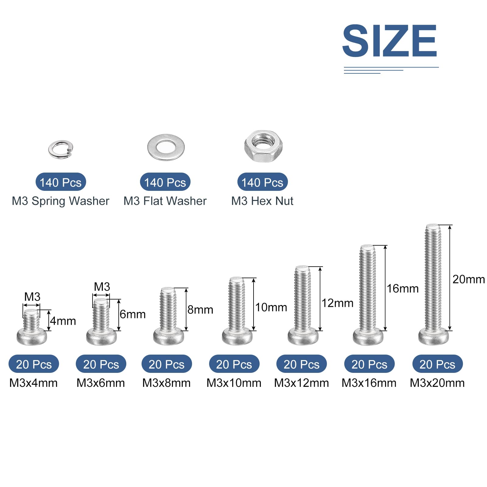 DTGN 560Pcs Machine Screws Assortment Kit - Image 2