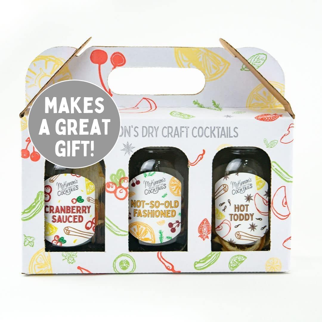 McKinnon’s Dry Craft Cocktails Bourbon Trio | Dehydrated Fruits and Herbs | DIY Mixology | Alcohol Infusion Kit | Spirits Recipe | Dry Mix | Mason Jar Serves 8 – 16 Drinks | 3 Pack Set