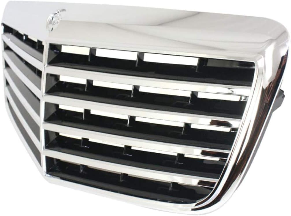 For Mercedes-Benz E320 / E350 / E550 Grille Assembly 2007 2008 2009 | Chrome Shell w/Painted Black Insert | Sedan/Wagon | Plastic | MB1200146 | 21188017839040