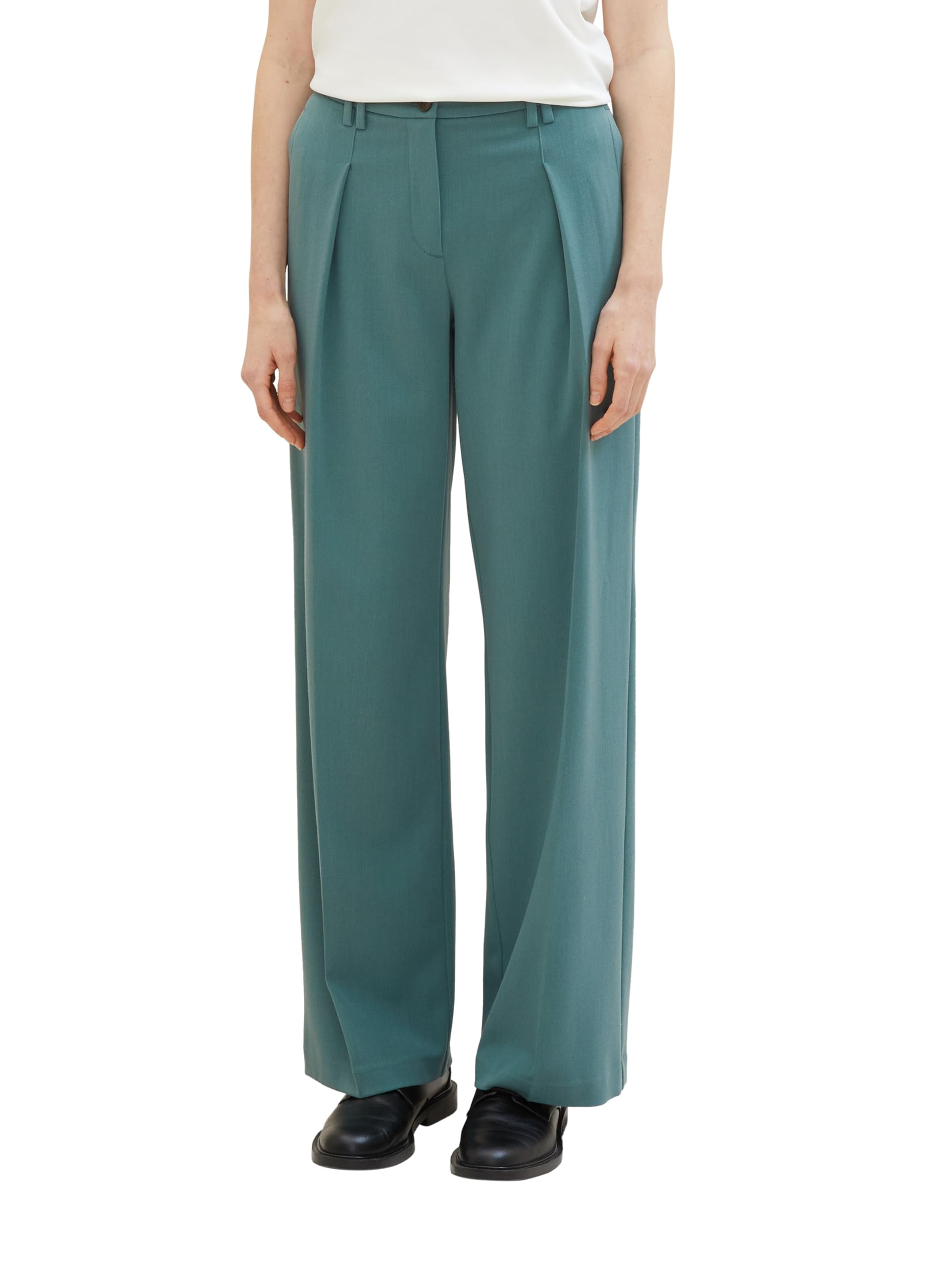 TOM TAILOR Damen Lea Straight Fit Hose mit weitem Bein
