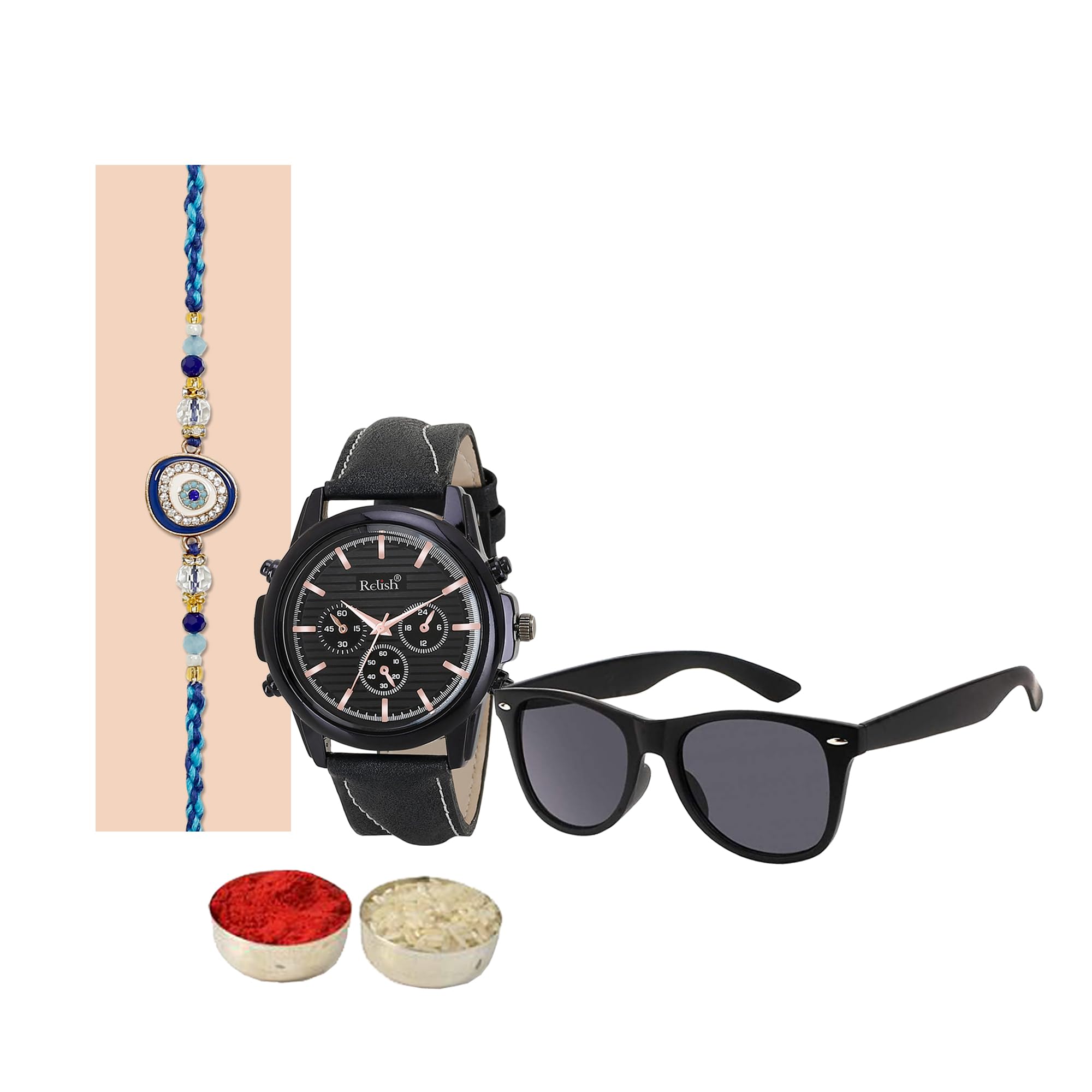 Relish Raksha Bandhan Rakhi Gift Combo for Brother - Watch, Sunglasses, Rakhi with Roli Chawal Rakhi Gift Pack for Brother | Rakhi for Bhaiya (B0C5J8VSXW) Amazon Price History, Amazon Price Tracker
