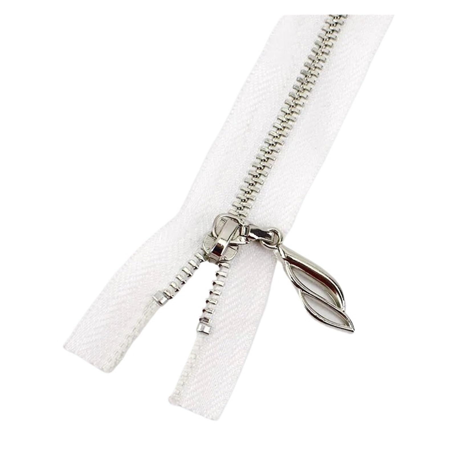 5Pcs 3# Metal Zipper for Sewing 60-70cm Open-End Zippers Silver Tooth Bag Decor Zip DIY Garment Accessories(ZA078-White,Open-End-70cm)
