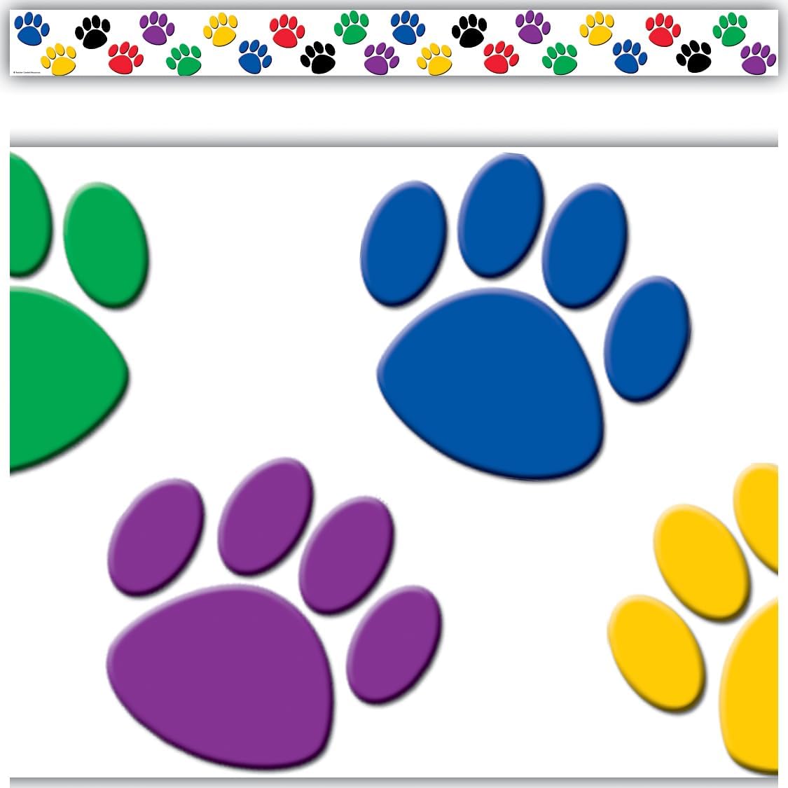 Teacher Created Resources Straight Border Trim, Colorful Paw Prints (4641)