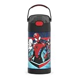 THERMOS FUNTAINER Water Bottle with Straw - 12 Ounce - Kids Stainless Steel Vacuum Insulated Water Bottle with Lid, Spider-Man