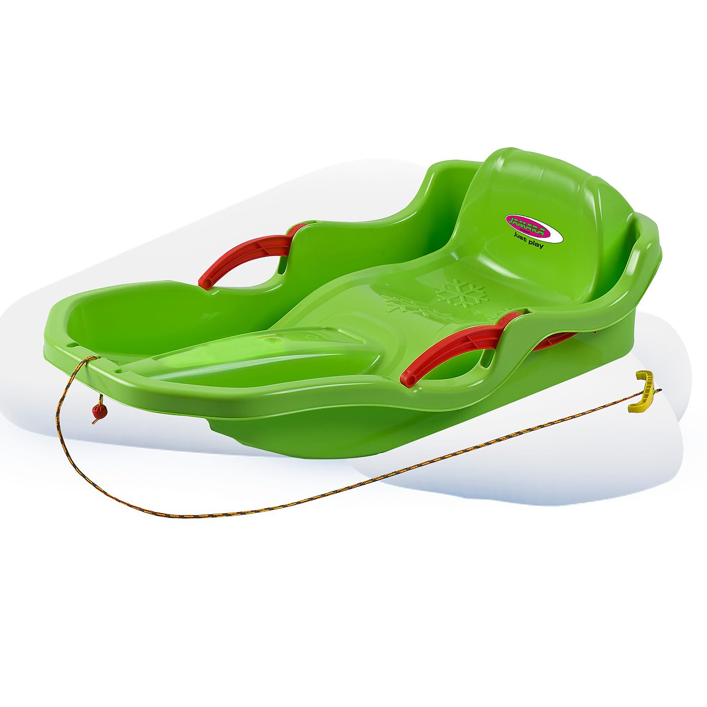 JAMARA 460540 Snow Play Bob Comfort 80 cm grün mit Bremse-Lenken durch Bremshebel, aerodynamische Bauweise, langlebiger, schlagzäher Kunststoff-bequemer, ergonomischer Sitz