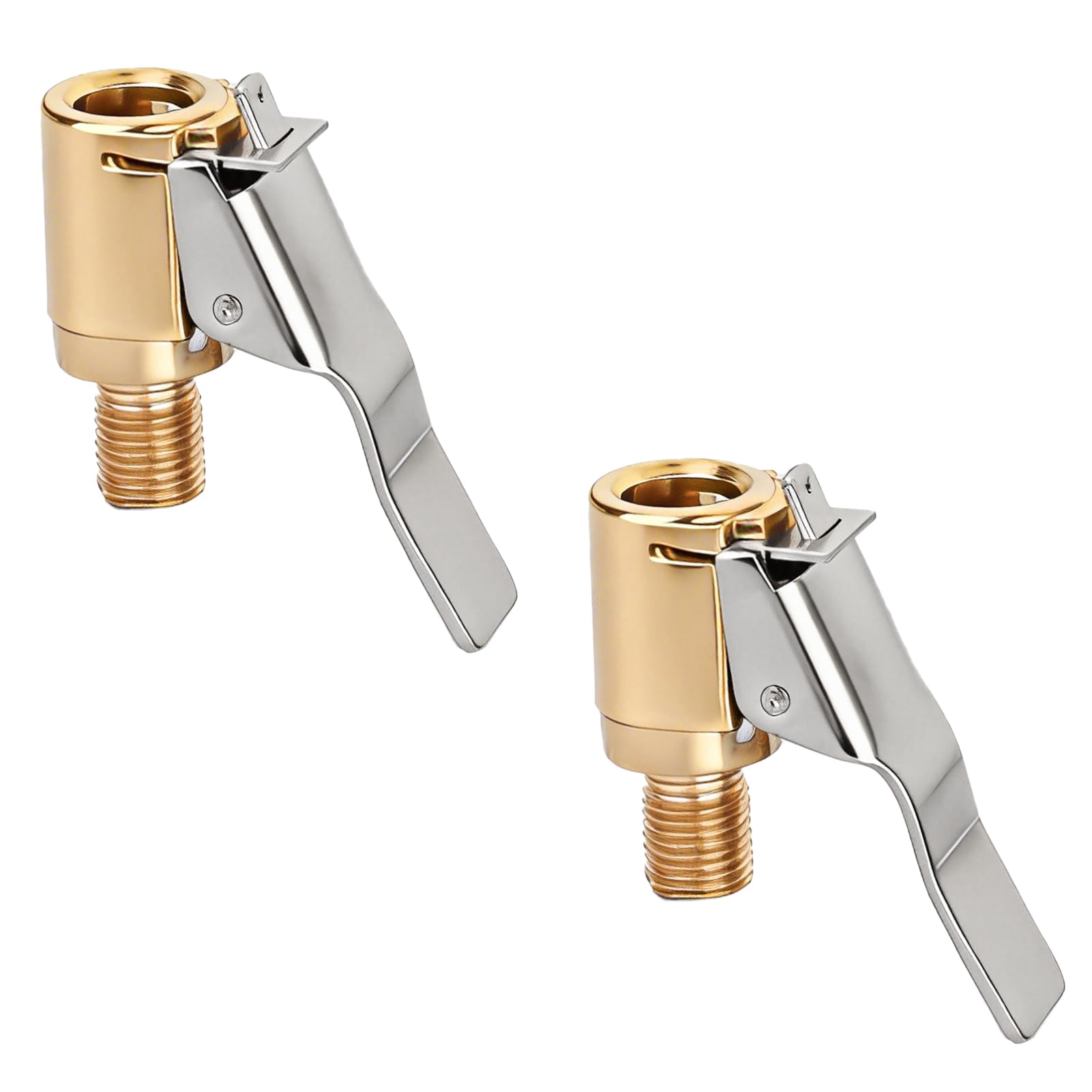 Tyre Inflator Adaptor,2PCS Brass Tyre Valve Air Pump Clip Car Pump Tire Air Chucks with Thread Nozzle Adapters Open End Car Truck Tyre Tire Inflator Valve Connector for Car Truck (8mm)