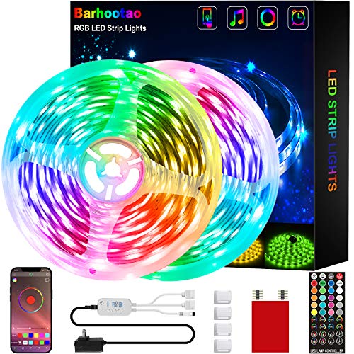 Led Strip Lights 65.6 Feet Barhootao, RGB LEDs Light Strips, Led Rope Lights Color Changing Lights with 40 Keys Remote, Music Sync Led Strip Smart App Led Lights for Bedroom, Party, Room Decorations
