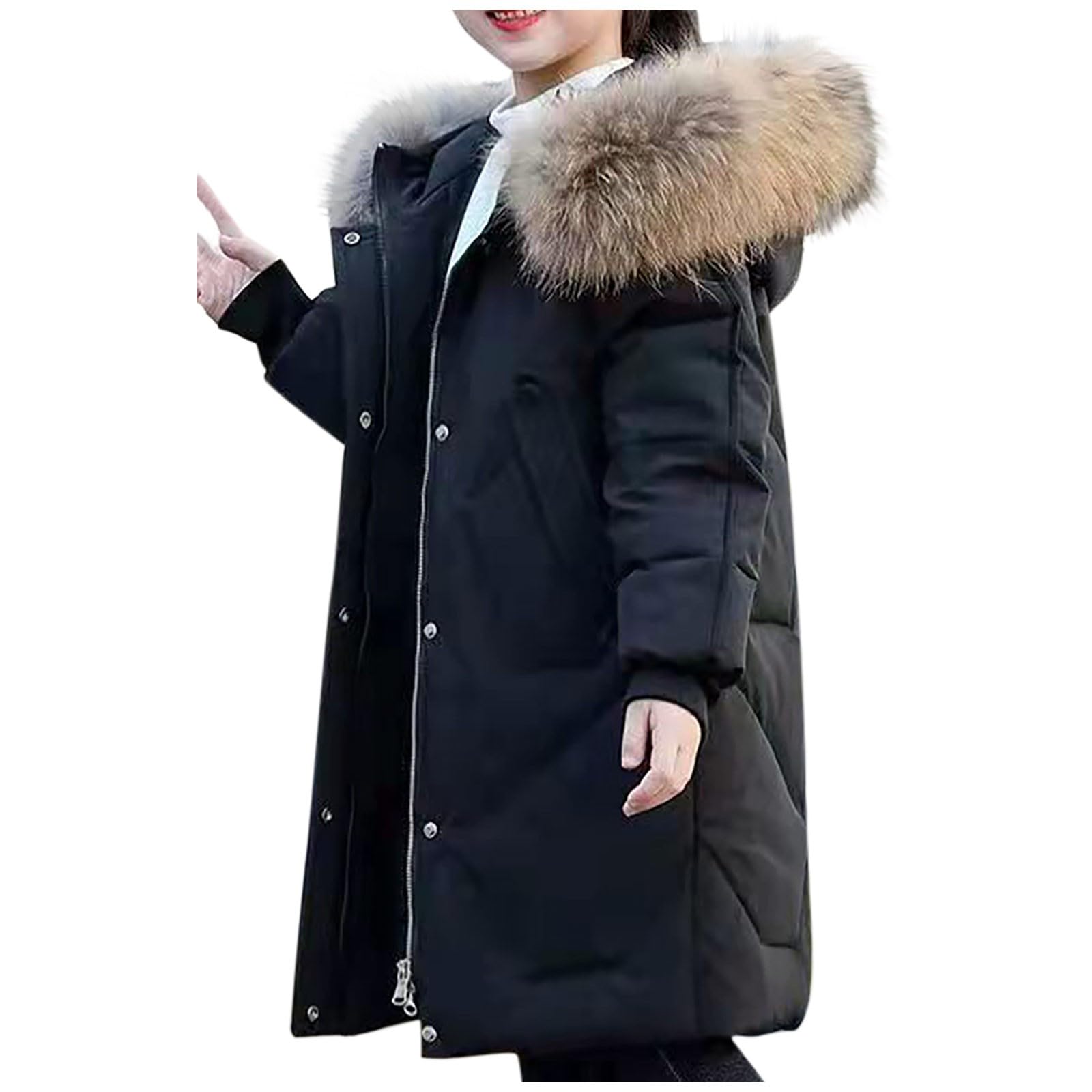 Winterjas met Capuchon en Imitatiebont – 116 / 164 – outlet
