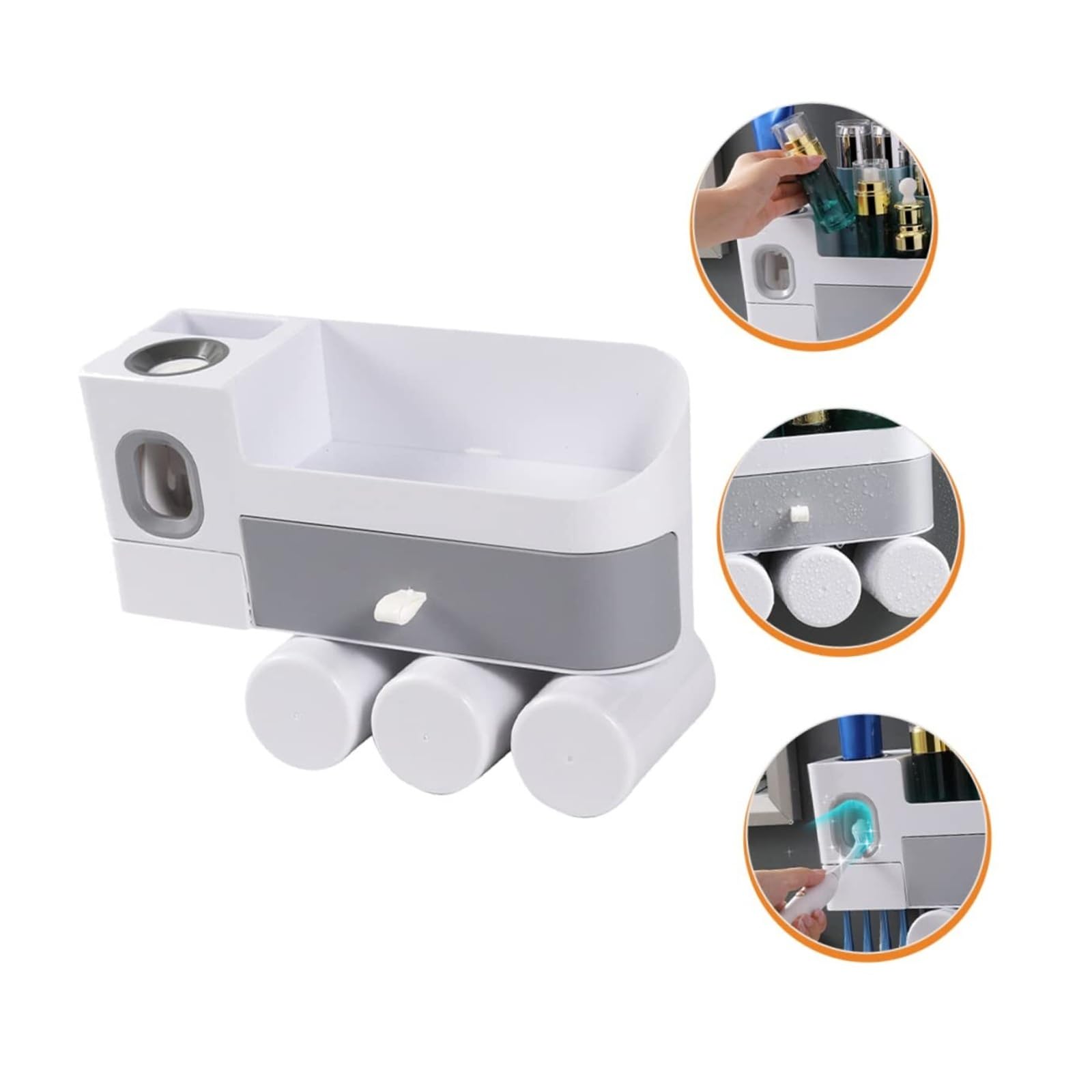 Portacepillos de Dientes Soporte for cepillos de Dientes montado en la Pared, Tazas, Organizador baño Que Ahorra Espacio Vaso de Enjuague bucal Reutilizable