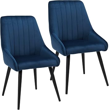 Duhome Dining Chairs Accent Chair مجموعة من 2 ، كرسي بدون ذراع منجد منجد كرسي ترفيهي في منتصف القرن كرسي مرتفع حديث مخملي كرسي جانبي لغرفة الطعام غرفة المعيشة غرفة نوم غرفة نوم أزرق داكن