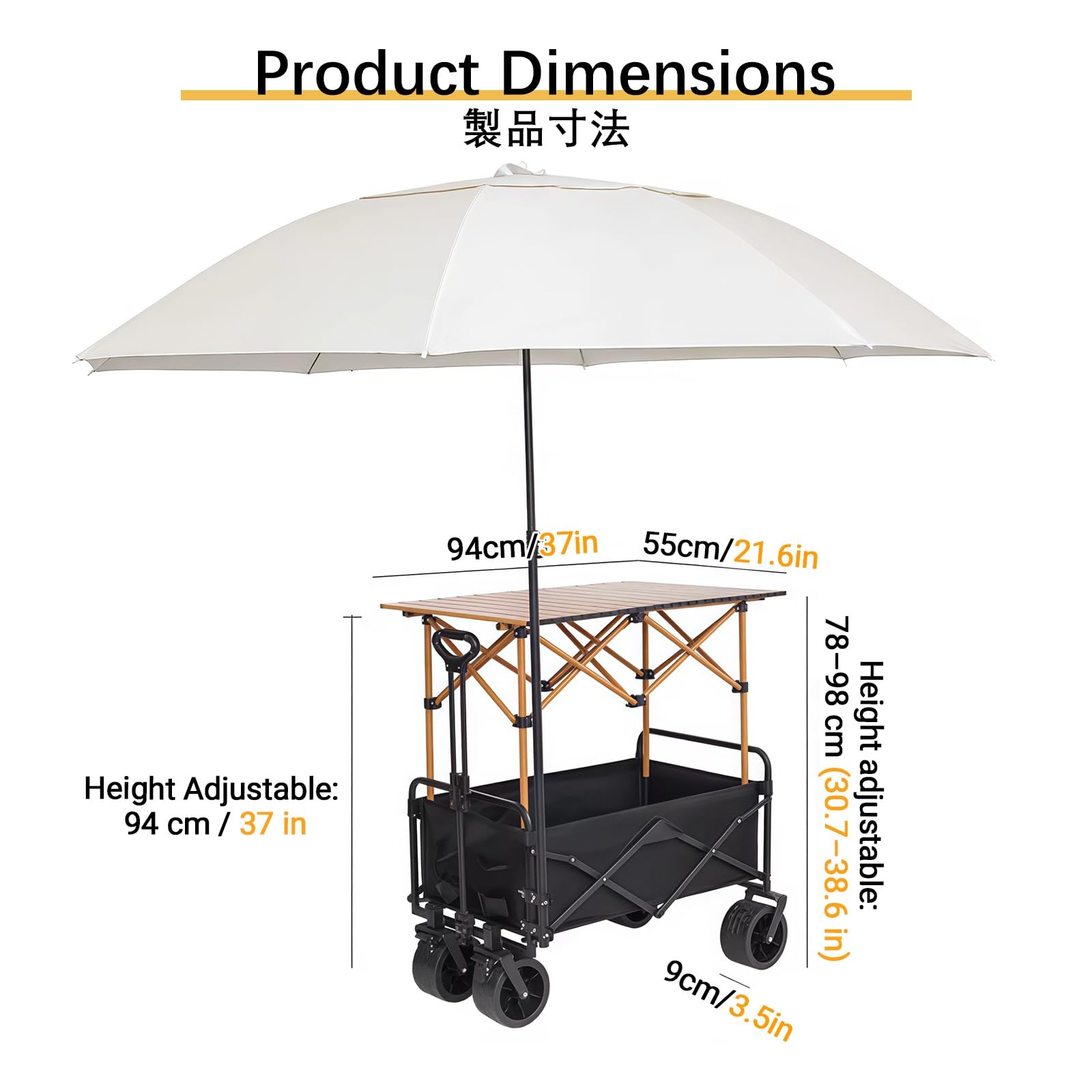 Carrello portatile con ruote e ning – Carrello pieghevole per chiosco per un facile montaggio, perfetto per eventi di mercato Street Food e vendita all'aperto