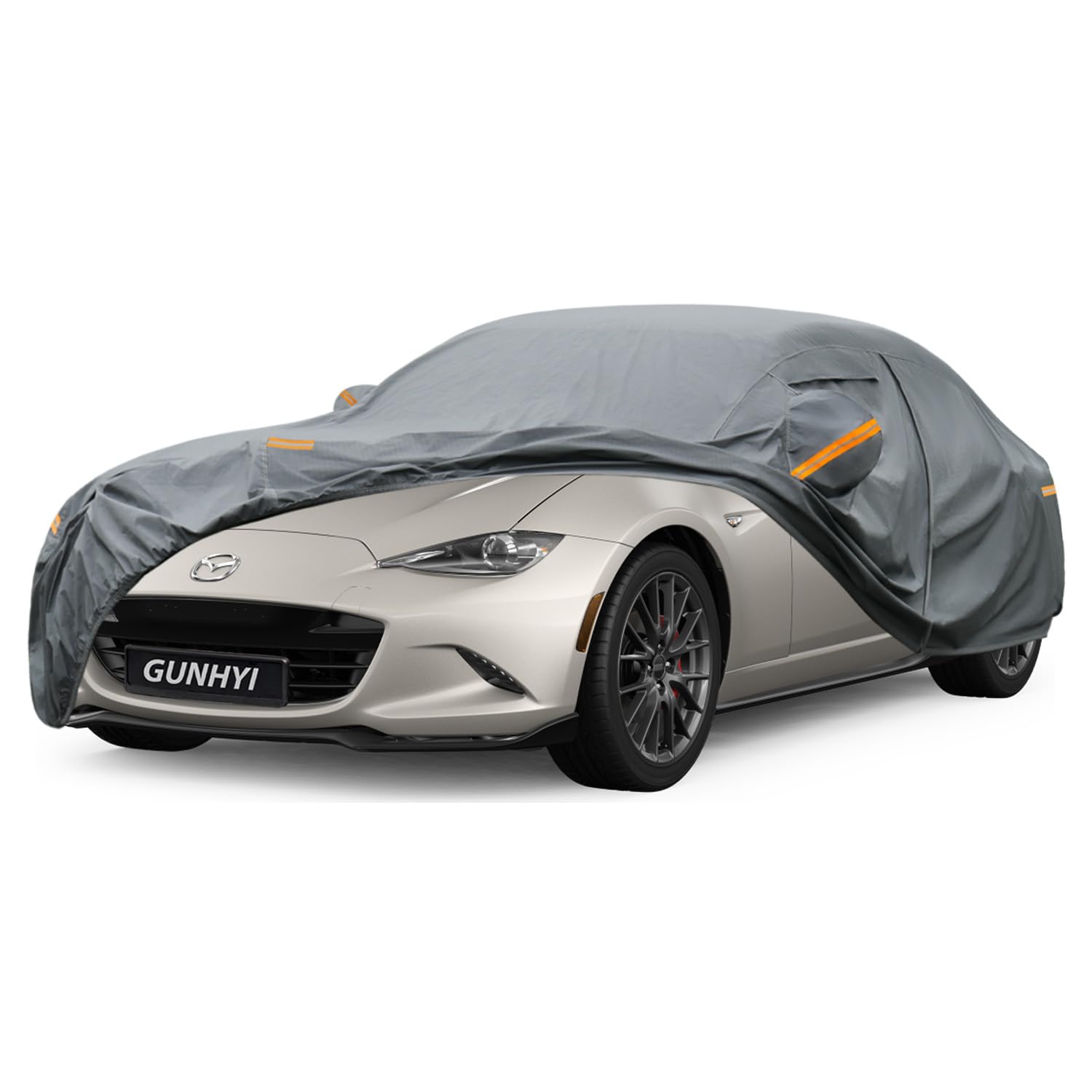GUNHYI Premium Car Cover Custom Fit Mazda MX-5/Miata (1990-2026), 16 Layers Heavy Duty Car Cover Waterproof All Weather with Zipper Door for Sun Rain Snow Dust Uv Protection