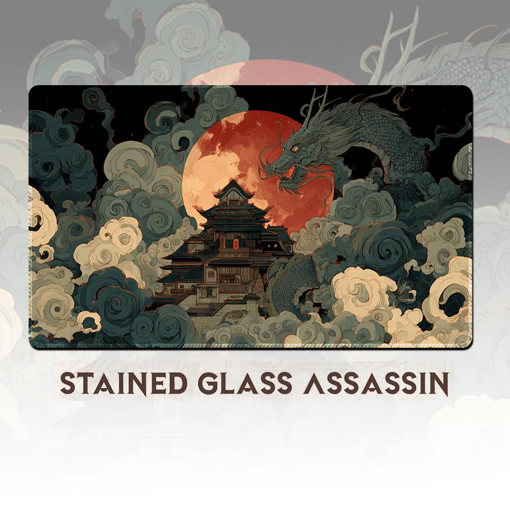 MTG Play Mat, 60 x 35 cm MTG TCG Play Mat with Stitched Edges, HD Print Play Mat for Card Games, Non-Slip Gaming Play Mat with Storage Bag, Tree, Fighting Game Mat (No Zone,4)