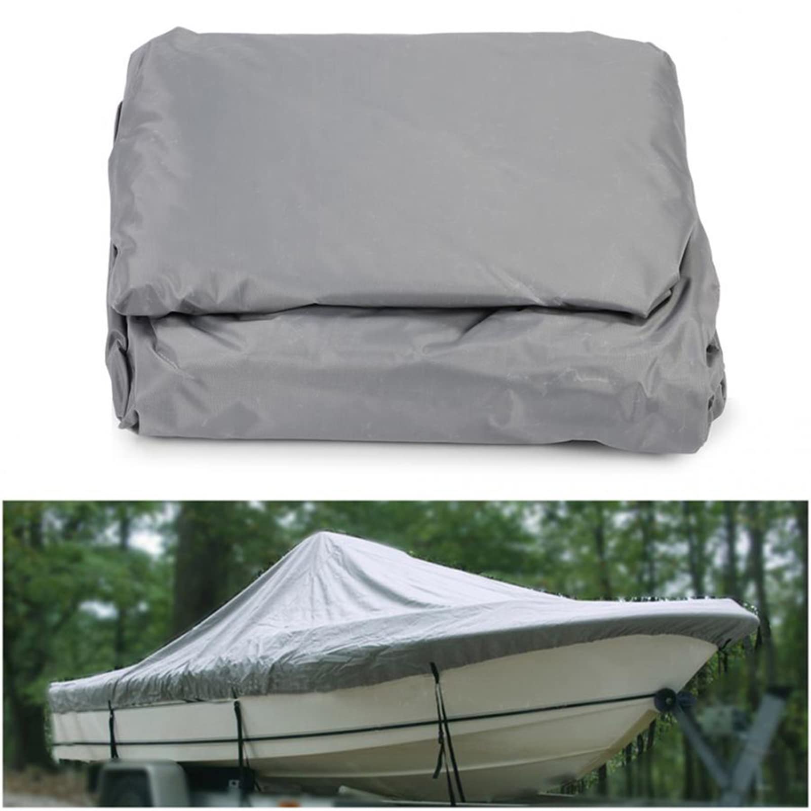 Telo copribarca 11-27 Piedi Multi-Misura in Tessuto 600D, Protezione dalle intemperie per Yacht, Barche da Pesca, Tri-Scafo, 11-13 Piedi: 420 * 270 cm