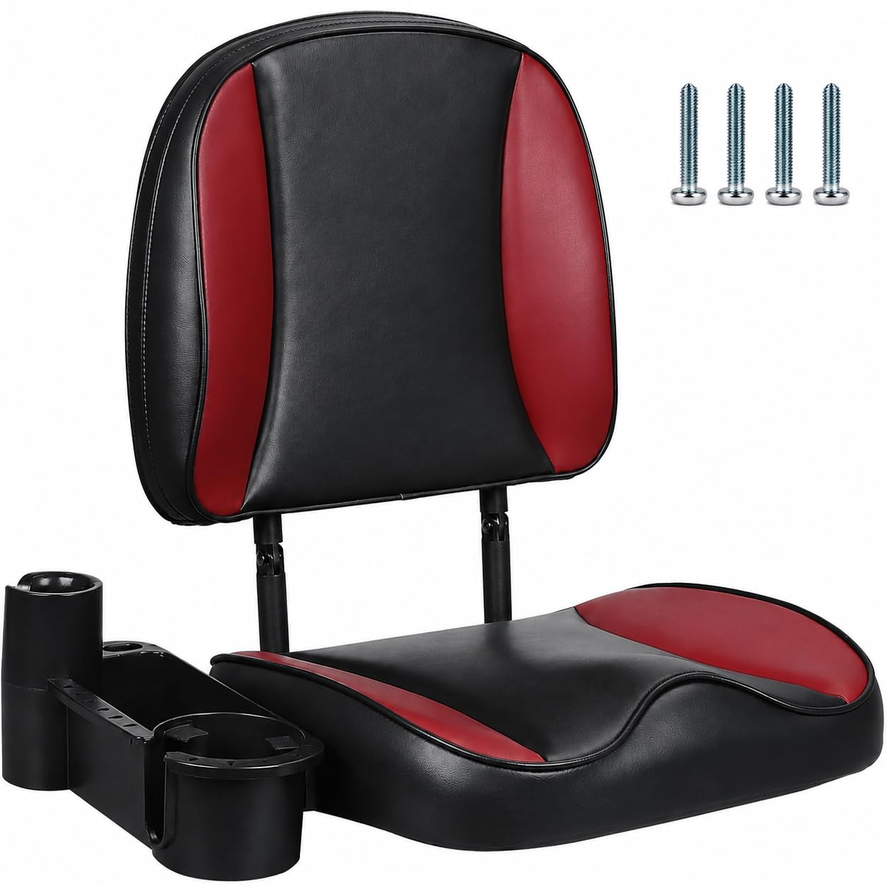 ERGOSEAT Low Back Folding Fishing Boat Seat with Cup Holder &amp; Storage