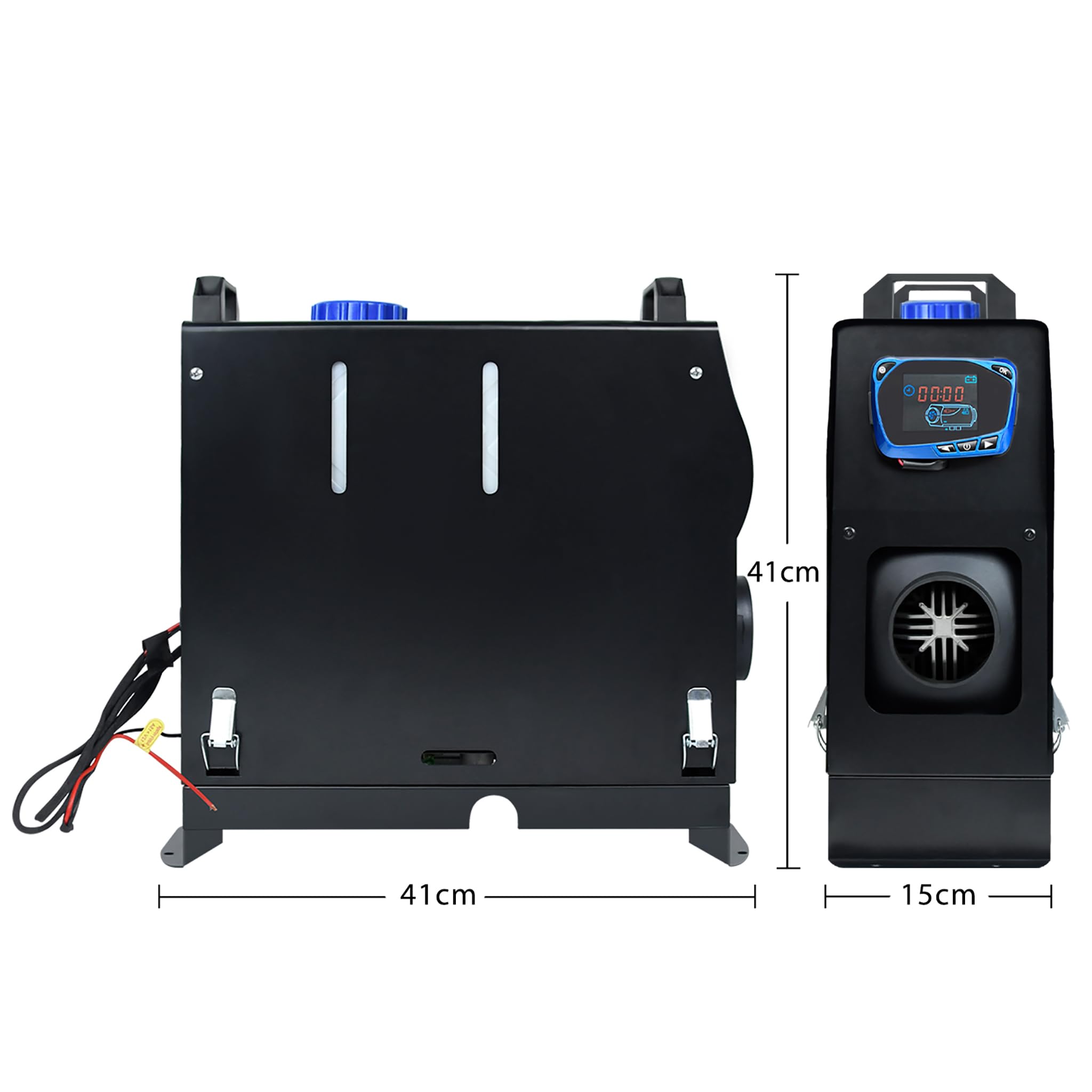 LZQ Ogrzewanie postojowe na olej napędowy 8 kW, 12 V, ogrzewanie z pilotem zdalnego sterowania, monitorem LCD i tłumikiem, do samochodów, kamperów, łodzi, ciężarówek, przyczep (czarny, typ A)