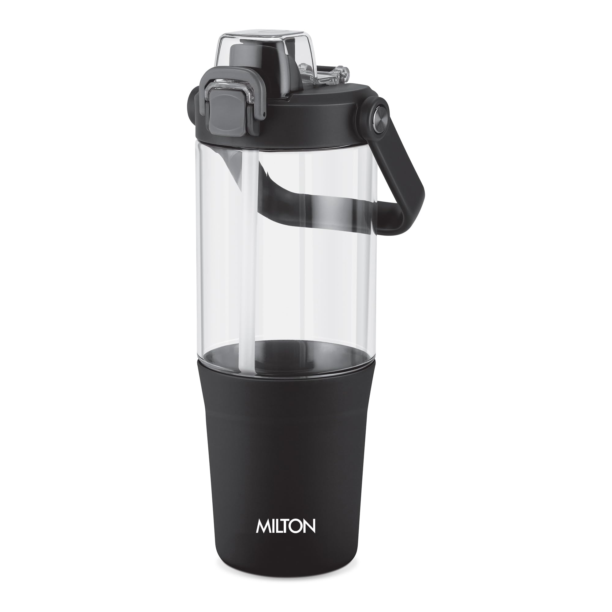 MILTON Summit 1200 2-in-1 Sip or Gulp Lid Tumbler 1200 ml | Plastic Water Bottle with Sturdy Handle & Straw | Leak-Proof, BPA-Free | Perfect for Office, Gym, Travel Tumbler for Men and Women, Black-image-27